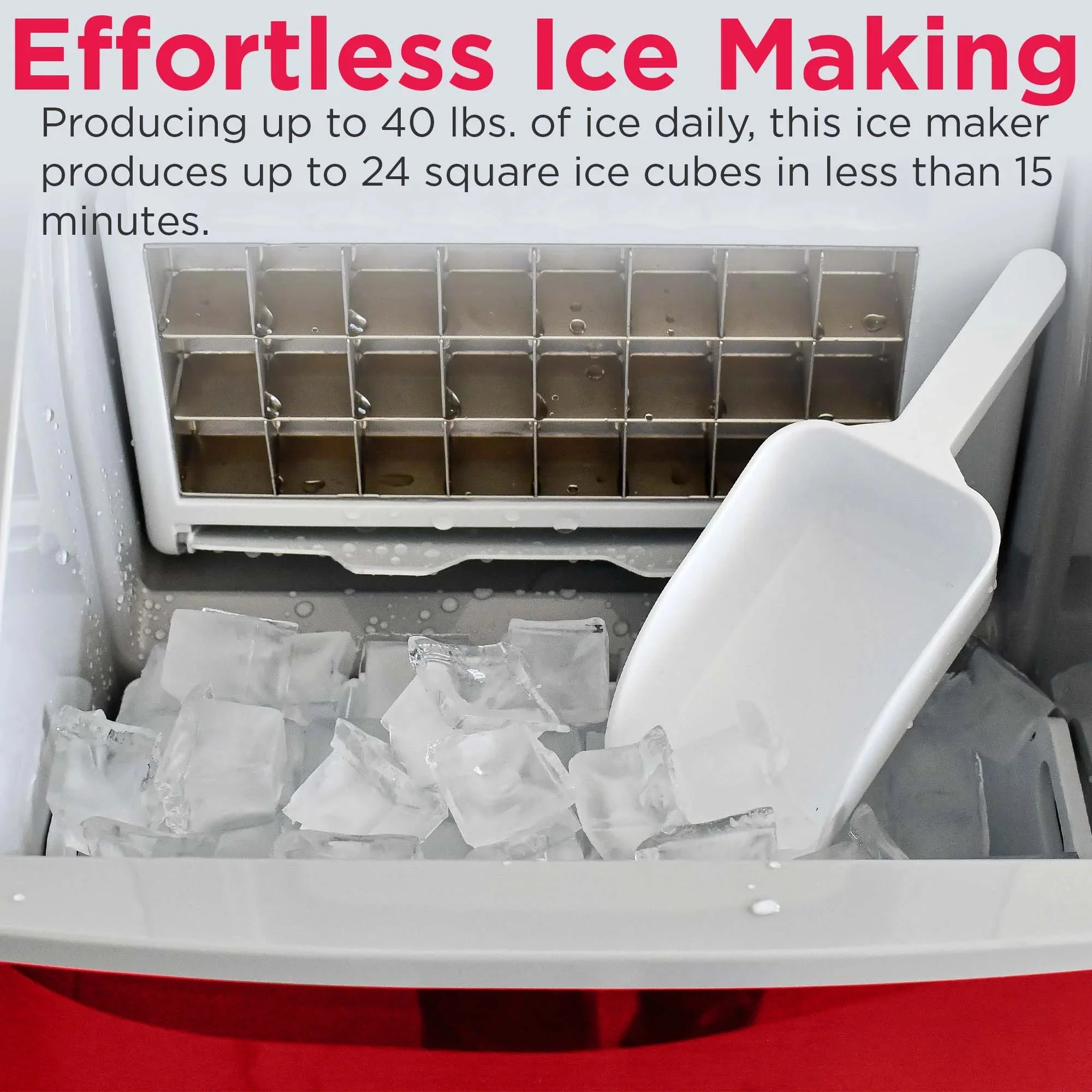 Frigidaire Countertop Clear Square Ice Maker, 40 lbs. Per Day - Stainless Steel - Image 15