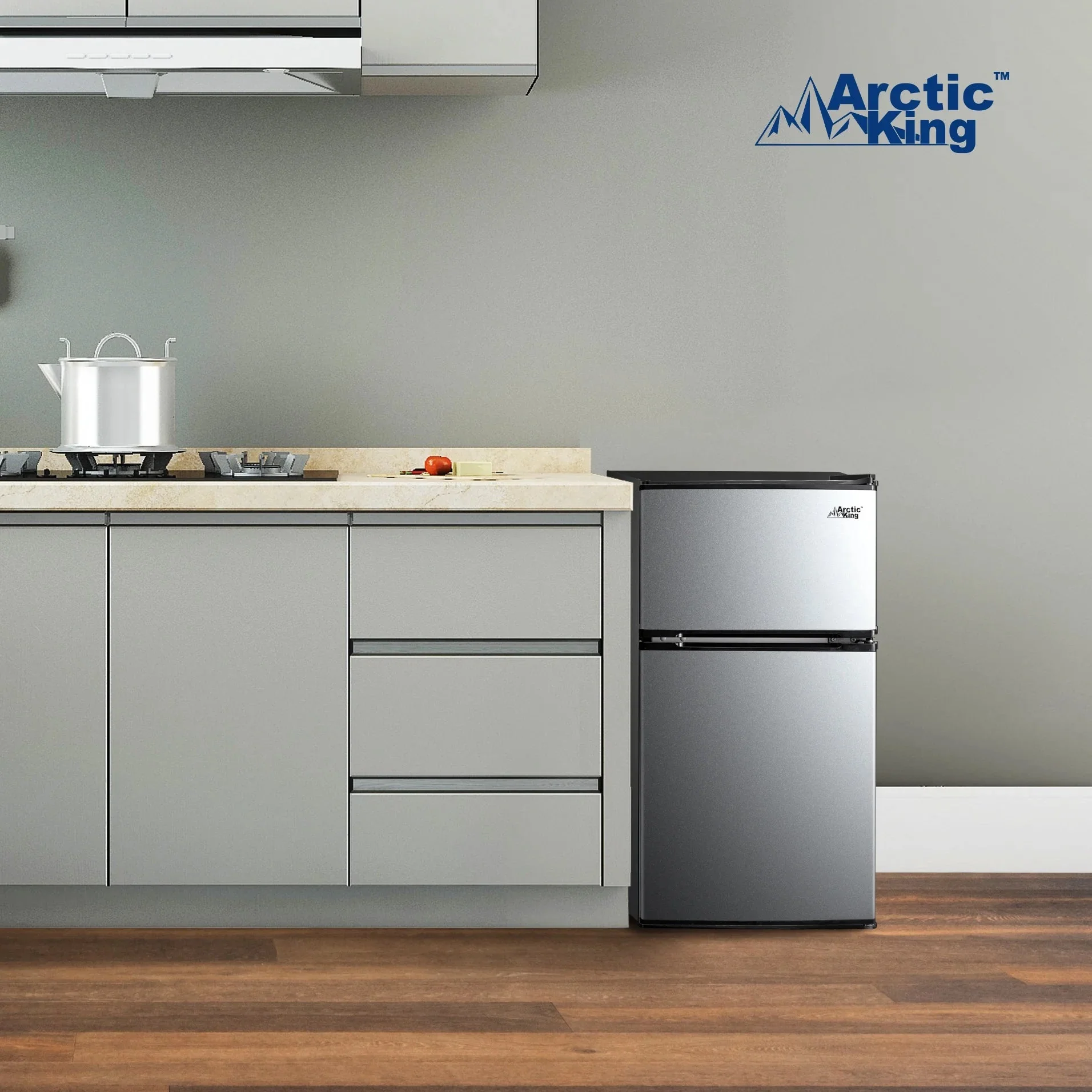 Arctic King Two-Door Mini Fridge With Freezer, 3.2 Cu ft, 18.5 in x 19.4 in x 33.3 in, Stainless Steel - E-Star - Image 18