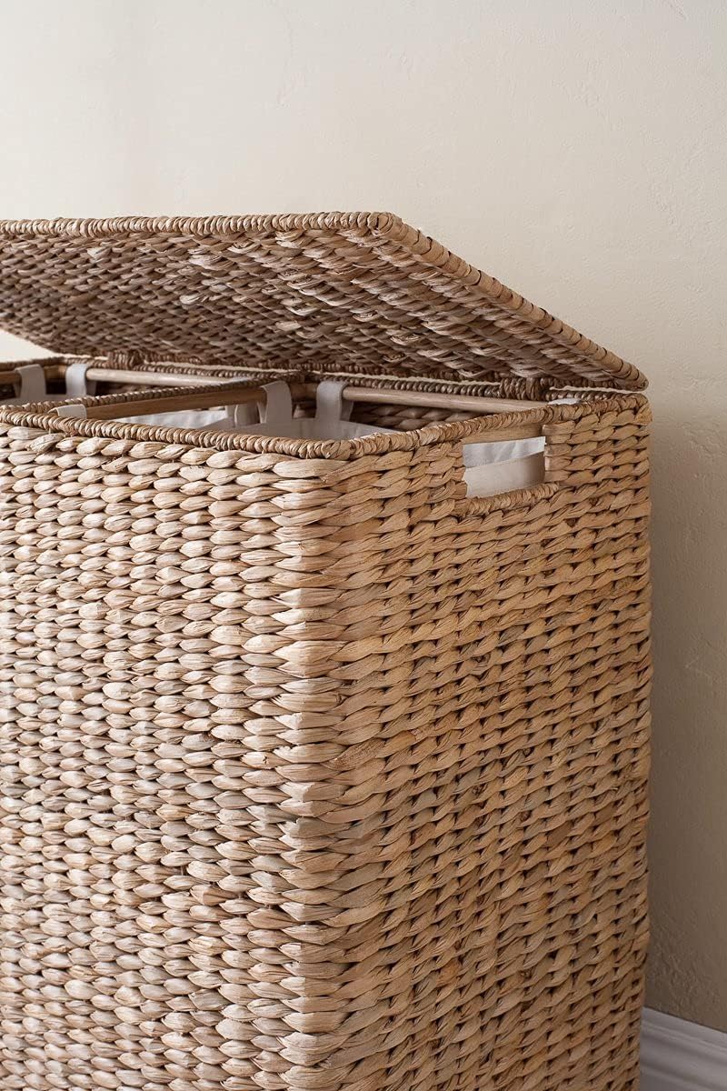 Sofia + Sam Oversized Divided Seagrass Hamper With 2 Canvas Liners, 28 x 14 x 27 Inches - 4602 - Image 6