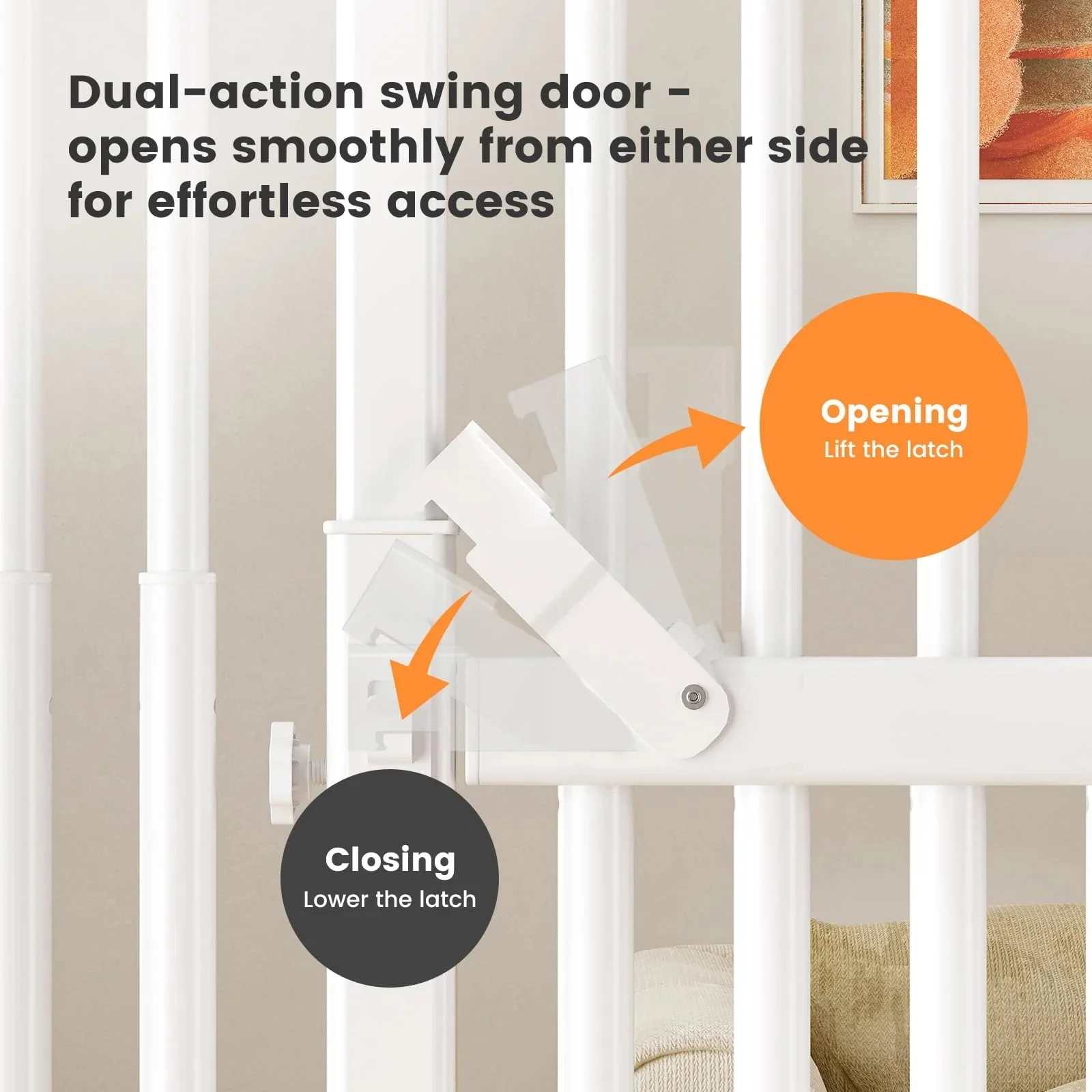 Extra Tall Cat Gate, 27.56-37 in Wide, 51-87 in Adjustable Height - Image 6