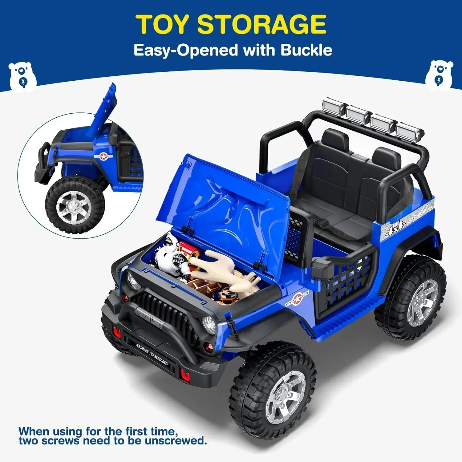 L8 Ride On Car 2 Seater 12V Kids Electric Car Remote Control 4-Wheel Suspension Bluetooth Speaker - Image 18