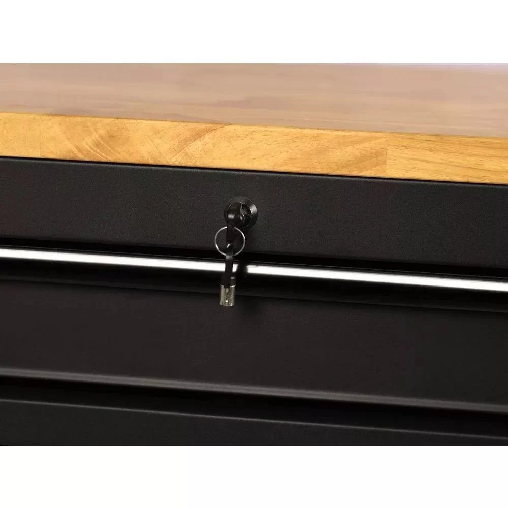 Heavy Duty 61 in. W x 23 in. D 15-Drawer Mobile Workbench with Solid Wood Top - Image 9