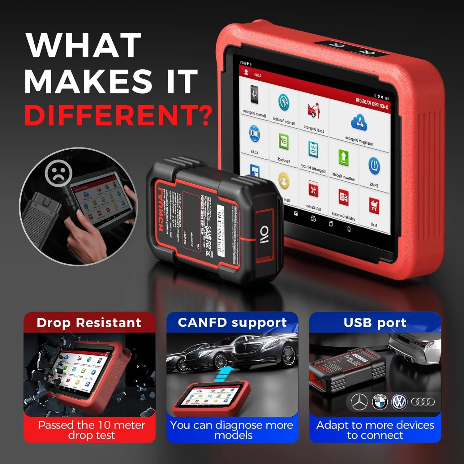 LAUNCH X431 V+ 5.0 Scan Tool with 2025 CANFD Connector, 37 Reset & OE-Level Diagnostics - Image 2