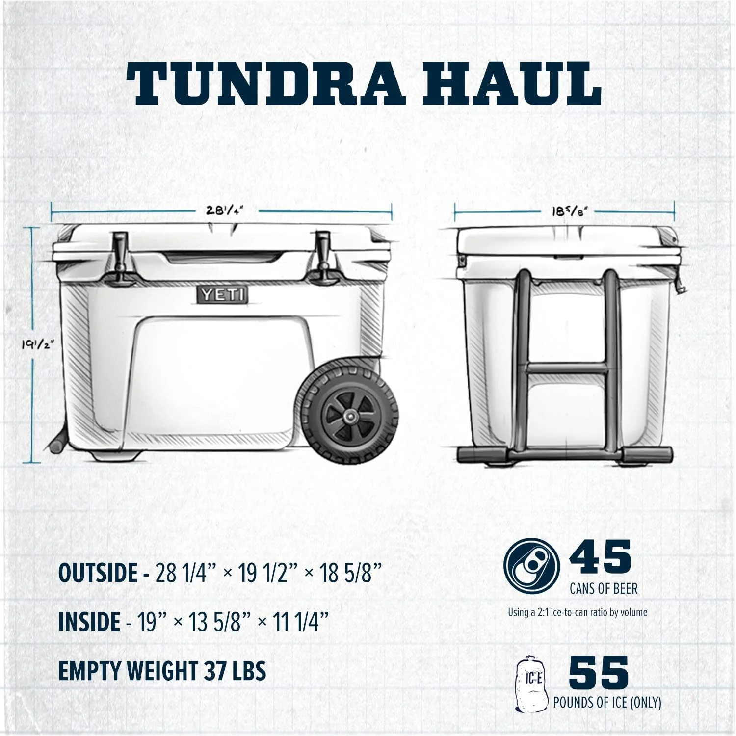 YETI Tundra Haul Wheeled Cooler, Navy - Image 6