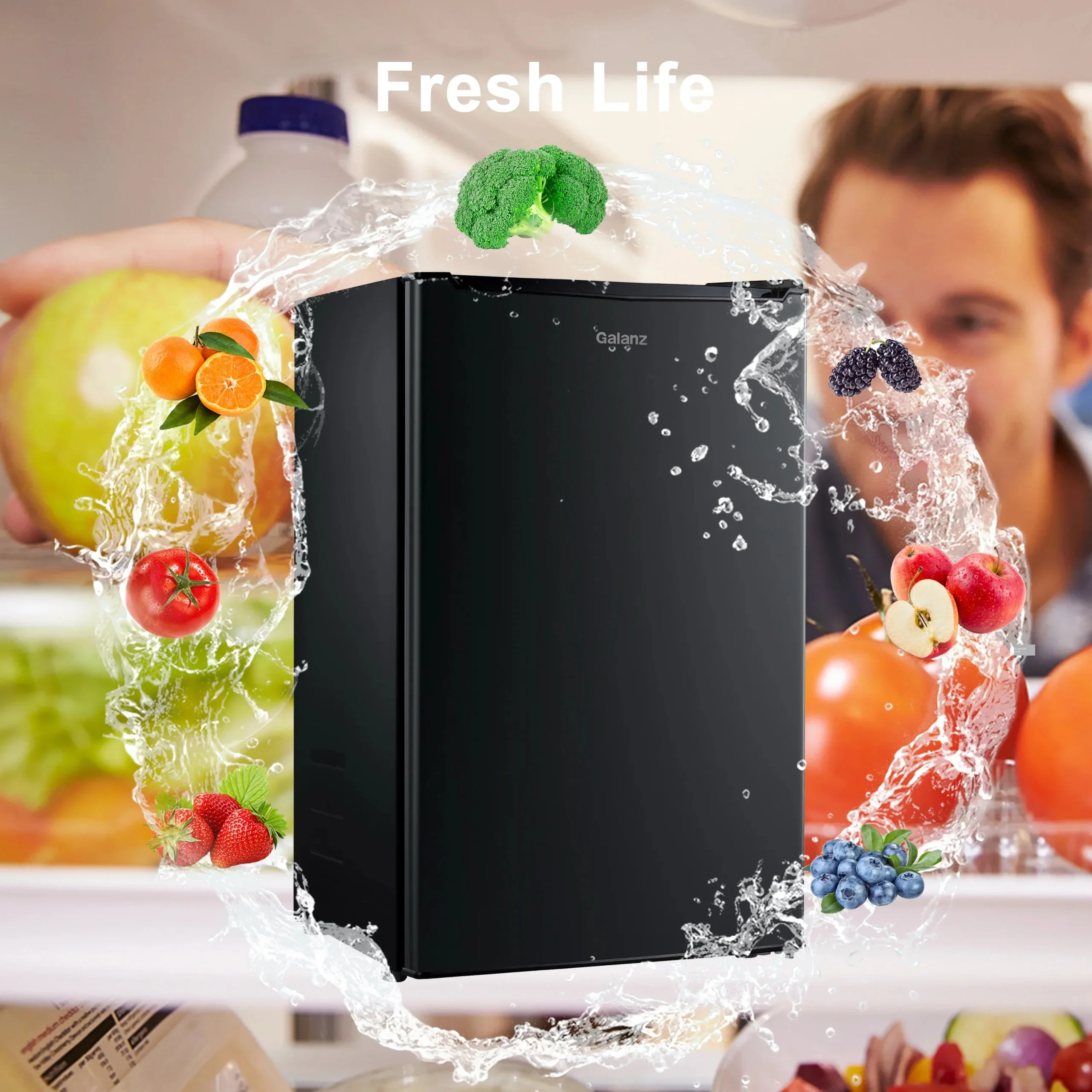 Galanz 3.3 Cu Ft One Door Mini Fridge, Black - Image 8
