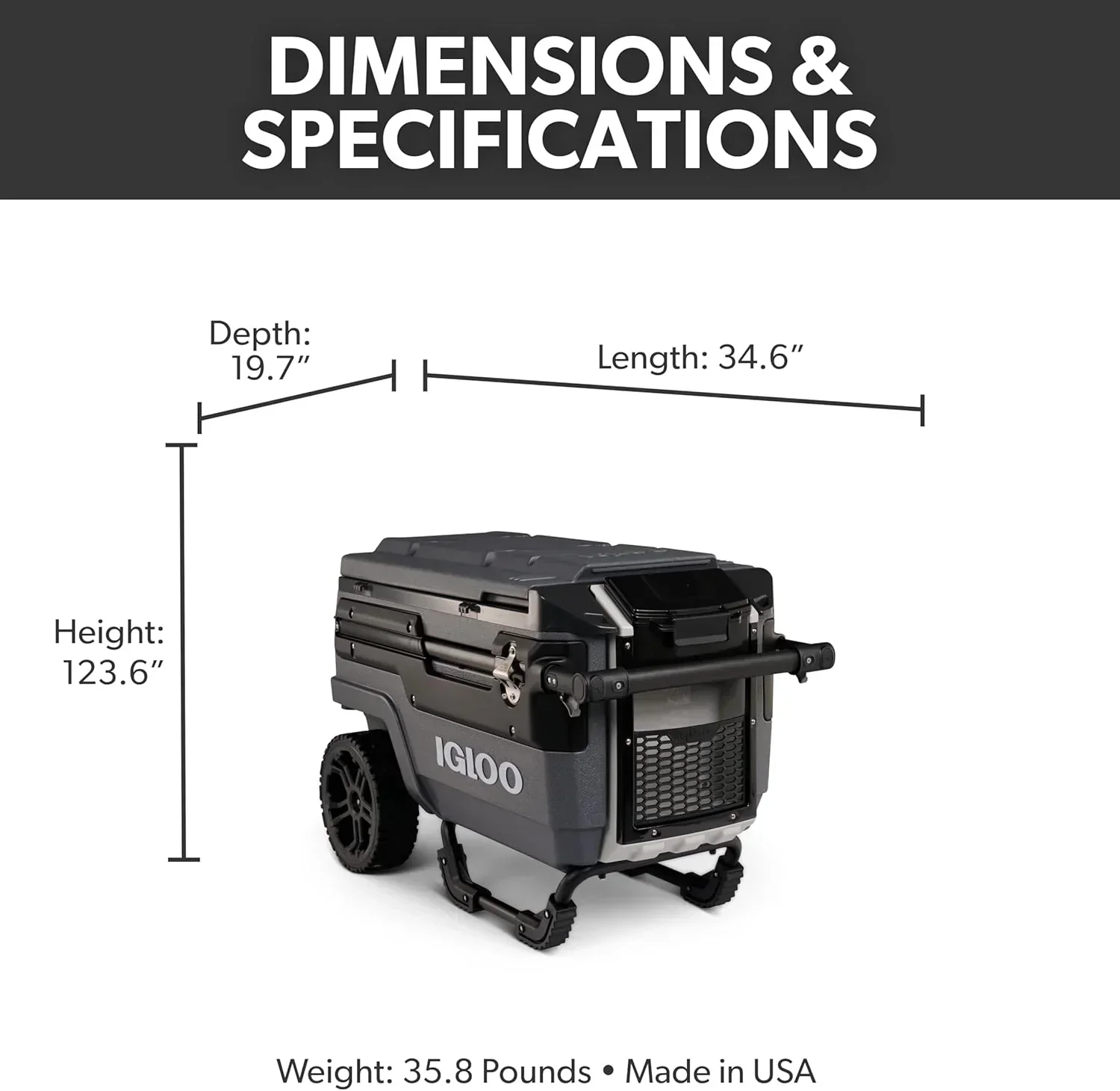 70Qt Wheeled Cooler Insulated Hard Shell Ice Chest - Image 7