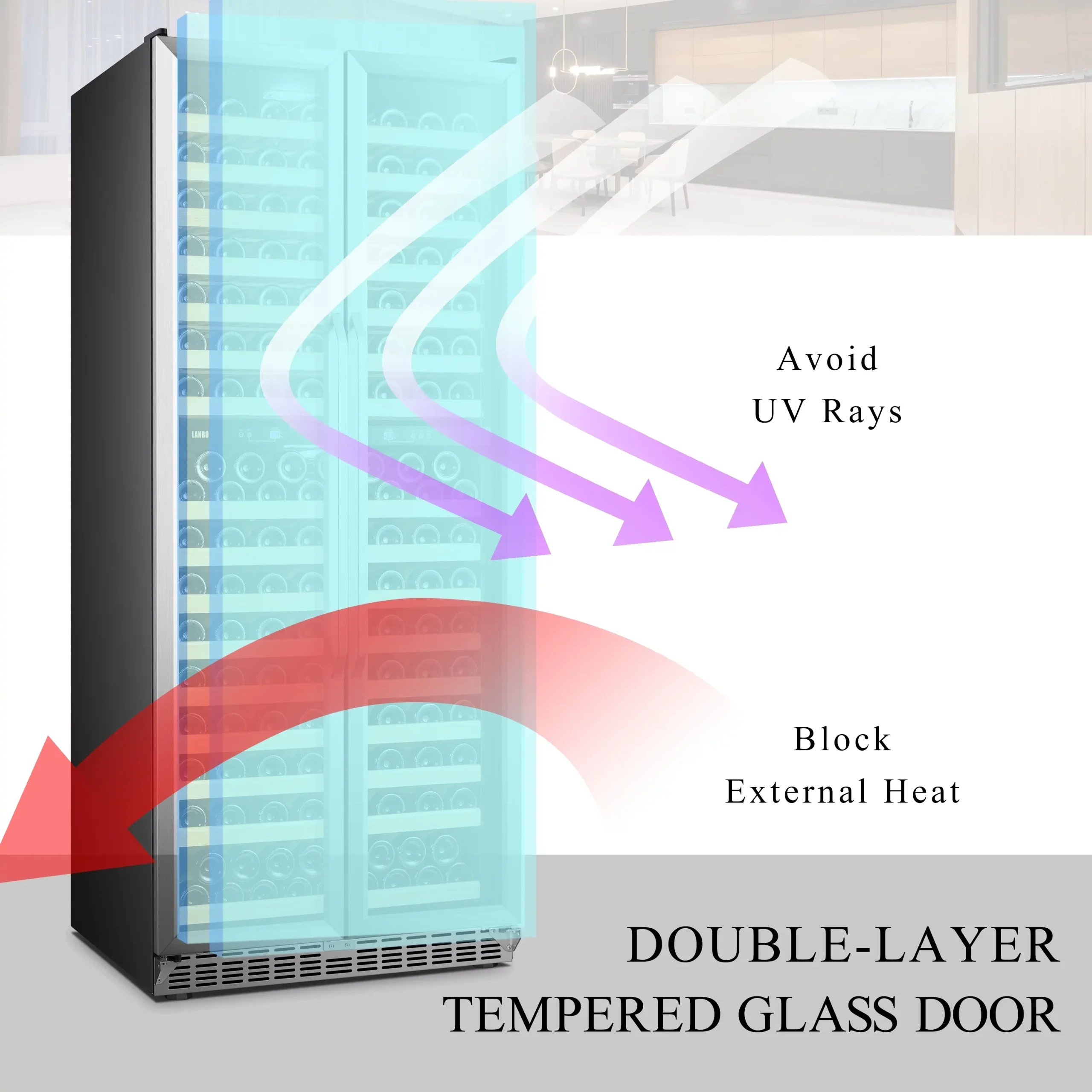 Lanbo 32 Inch 287 Bottle Dual Zone Compressor Freestanding Wine Refrigerator - LW328DD - Image 11