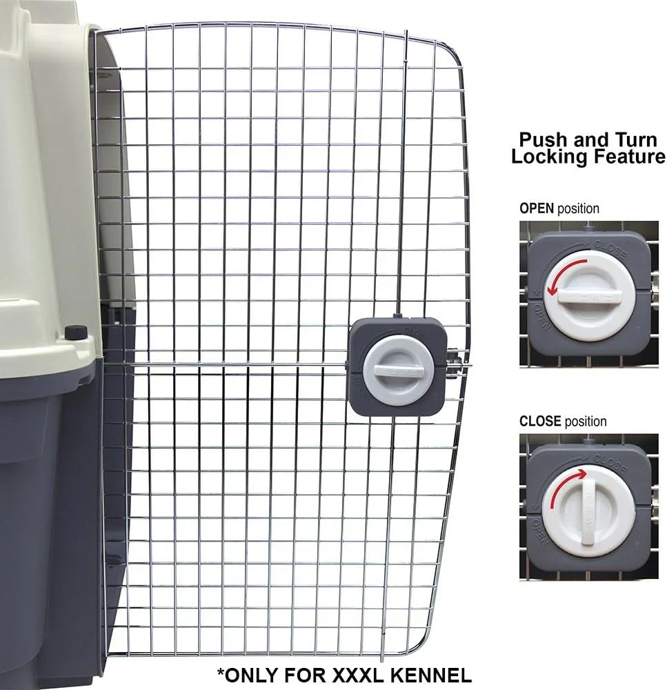 SportPet Designs Plastic Airline Approved Rolling Dog Kennel With Wire Door, XXX-Large, Gray, 48in L x 32in W x 36in H - Image 56