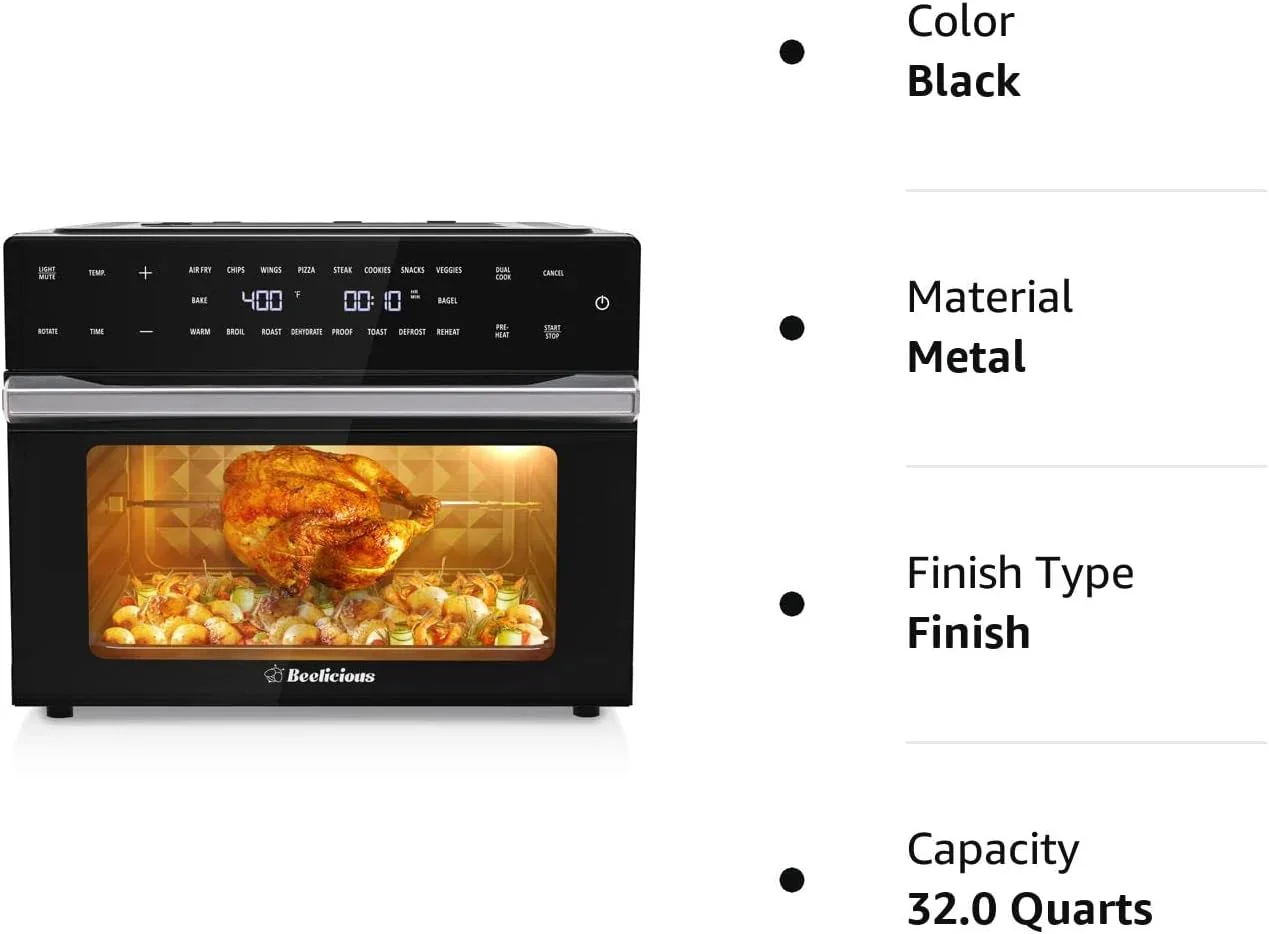 Beelicious Air Fryer Oven Combo, 32QT, Black, 19-in-1 - BAF-802 - Image 7
