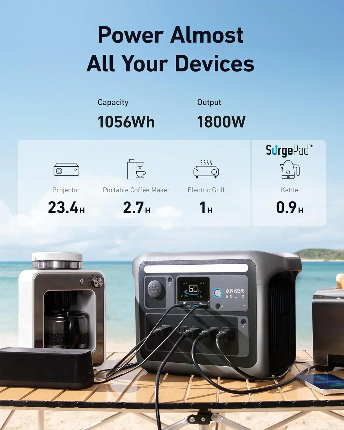 Portable Power Station 1800W (2400W Peak) Solar Generator 58 Minutes to Fully Charge - Image 7