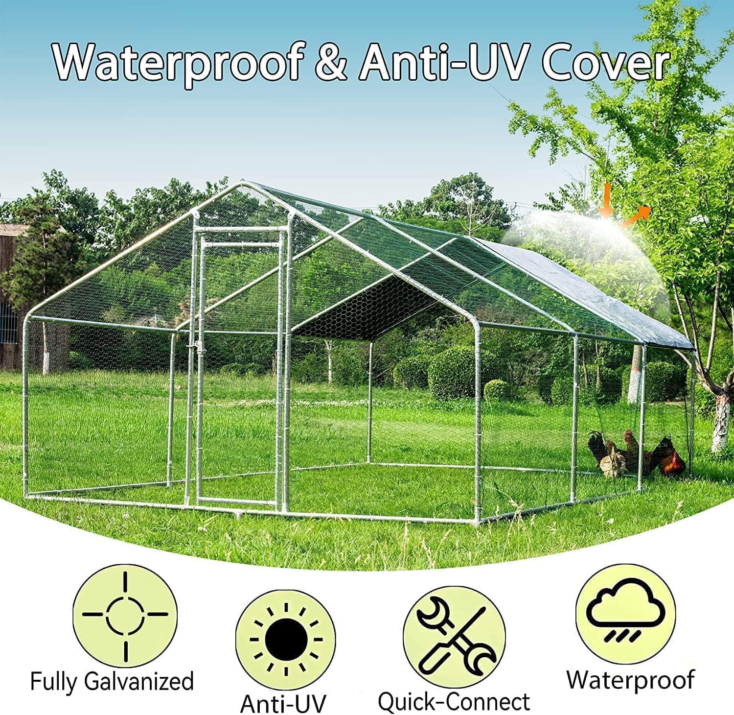 HITTITE Large Metal Chicken Coop With Run 19.19 x 9.84 x 6.56 ft - Walk-In Poultry Cage - Image 4