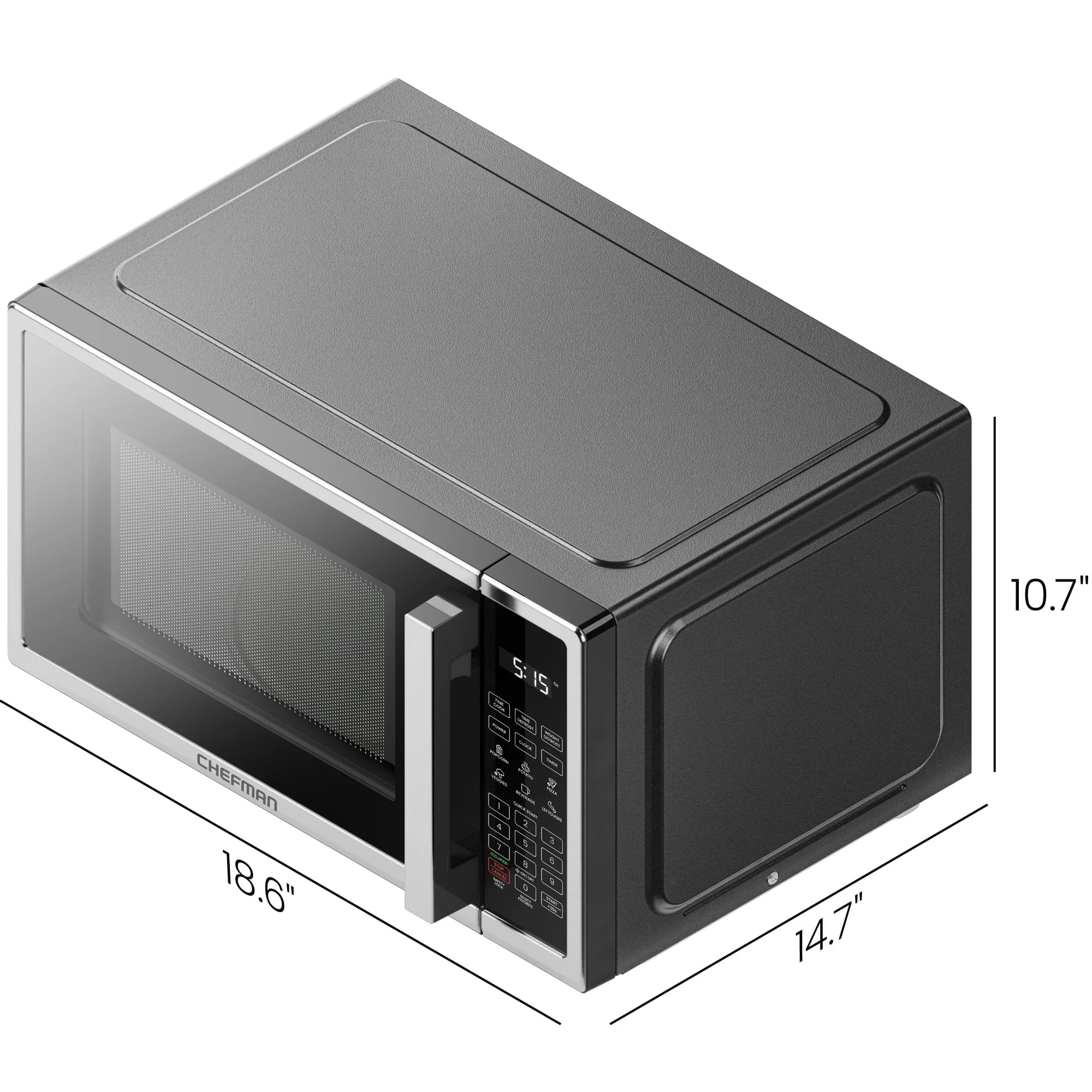 Chefman Countertop Microwave Oven, 0.9 Cu Ft, 900 Watts, Stainless Steel - CRJ55-SS-9 - Image 9