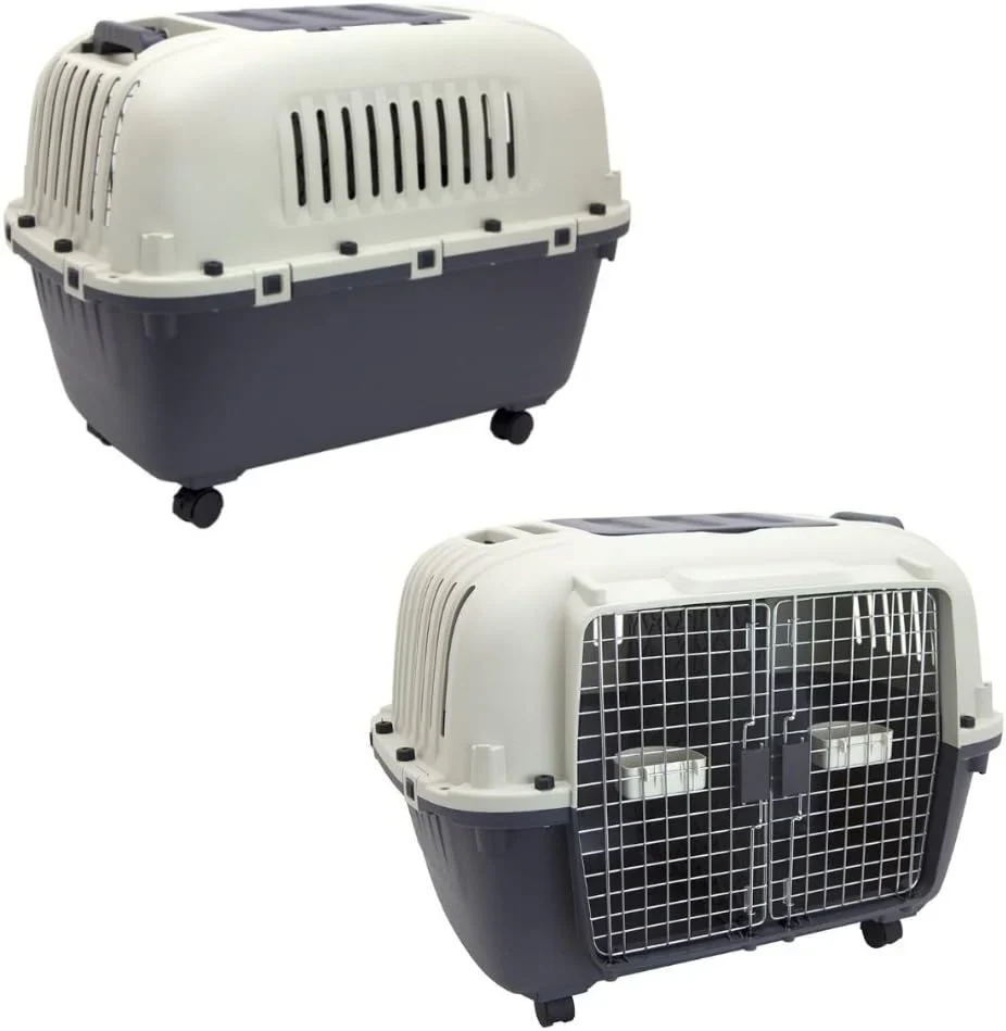 SportPet Designs Plastic Airline Approved Rolling Dog Kennel With Wire Door, XXX-Large, Gray, 48in L x 32in W x 36in H - Image 16