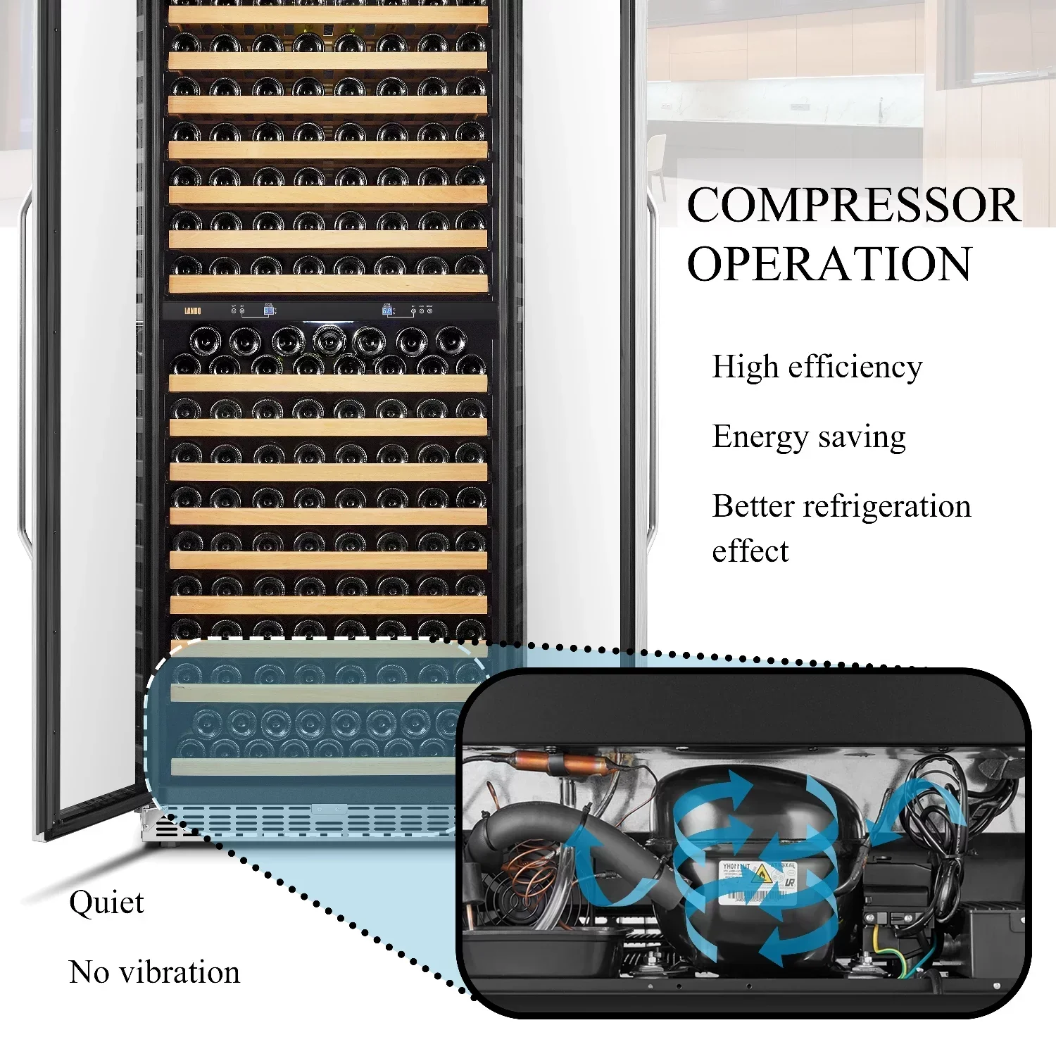 Lanbo 32 Inch 287 Bottle Dual Zone Compressor Freestanding Wine Refrigerator - LW328DD - Image 14