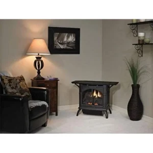Empire Heritage Vent-Free Cast Iron Natural Gas Stove With 6-Piece Log Set, Porcelain Black - 30 Medium