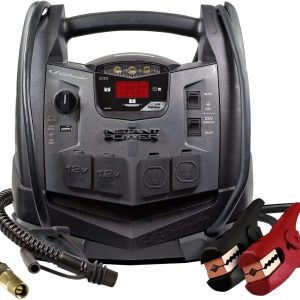 SJ1332 6-in-1 Portable Power Station and Jump Starter with 150-PSI Air Compressor and 200 Continuous/400 Peak Watt Power Inverter, 1200 Peak Amps, 12 Volts, Black, 1 unit