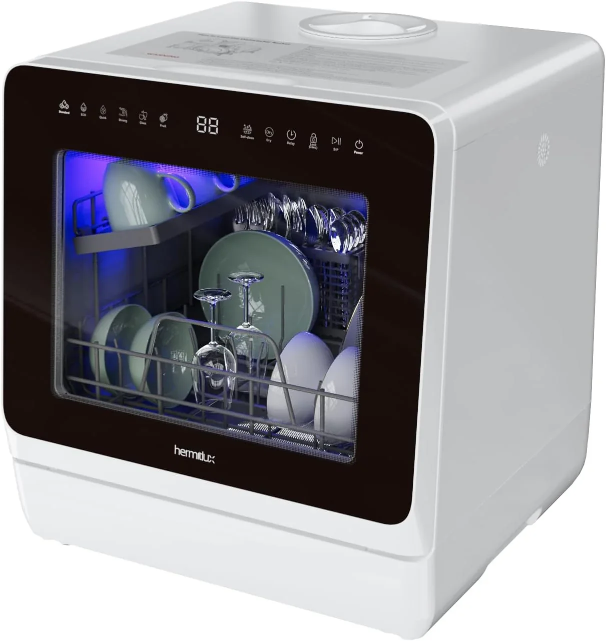 Portable Countertop Dishwasher, 5-Liter Built-In Water Tank, Glass Door - Image 2