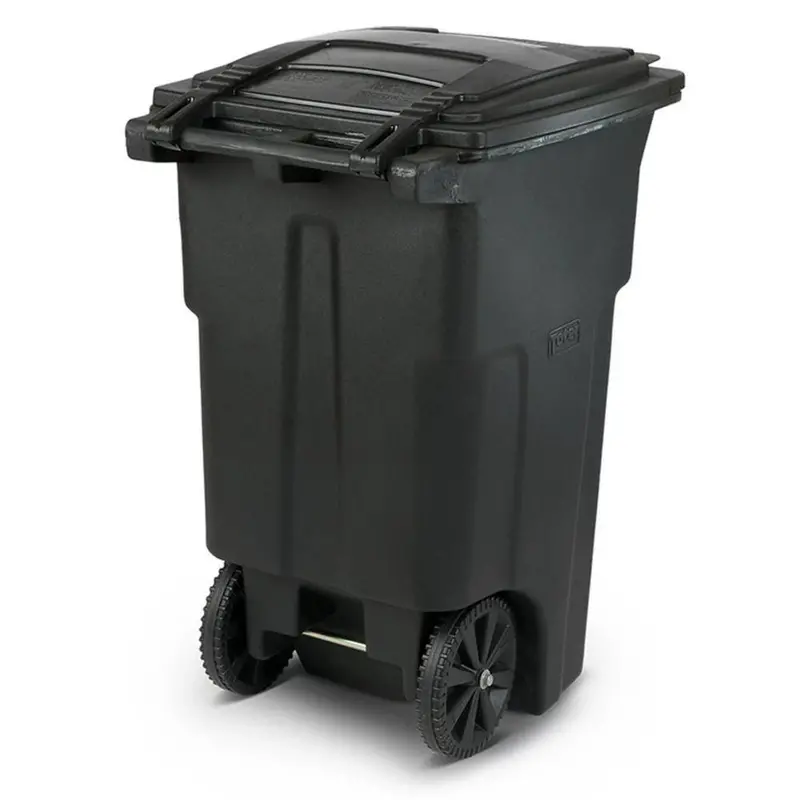 Toter 64 Gallon Black Outdoor Trash Can With Wheels And Lid - Image 7