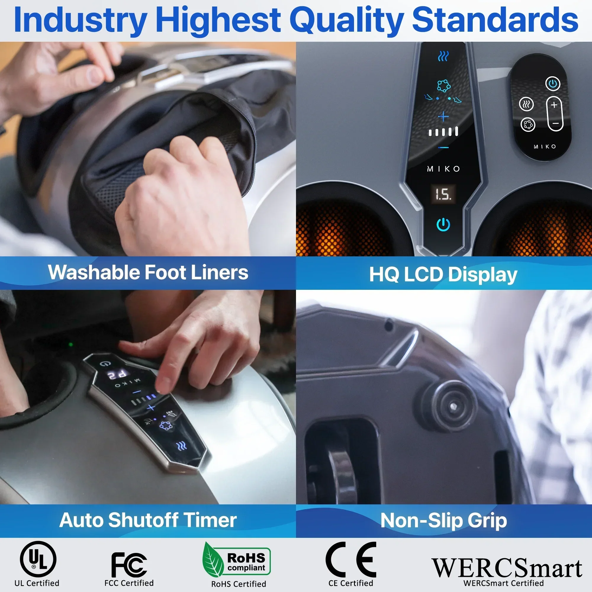 MIKO Shiatsu Foot Massager Machine With Heat, Touchscreen And 2 Wireless Remotes - Image 3