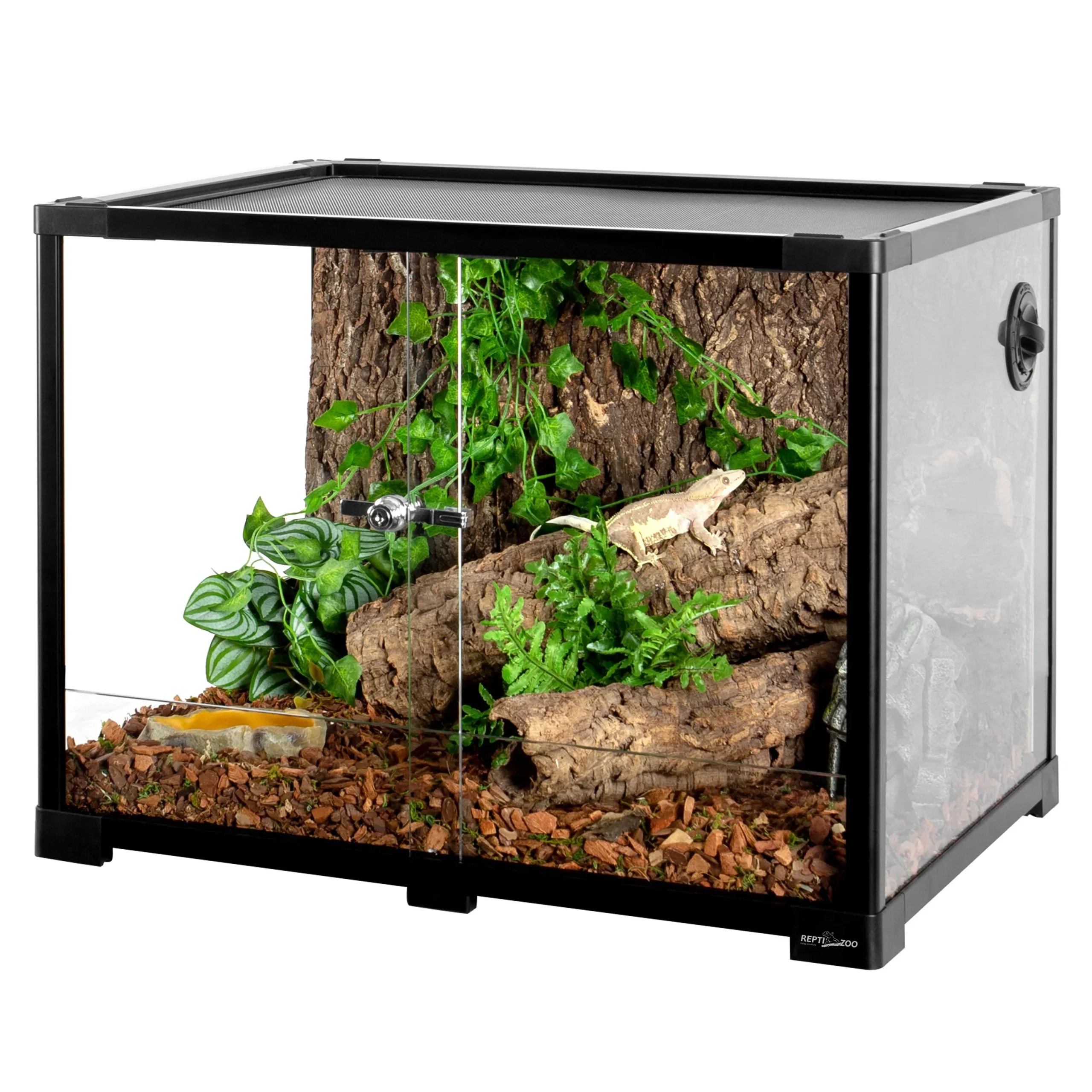 REPTIZOO Reptile Knock-Down Full View Natural Terrarium, Black, 24 x 18 x 18 inches - Image 2