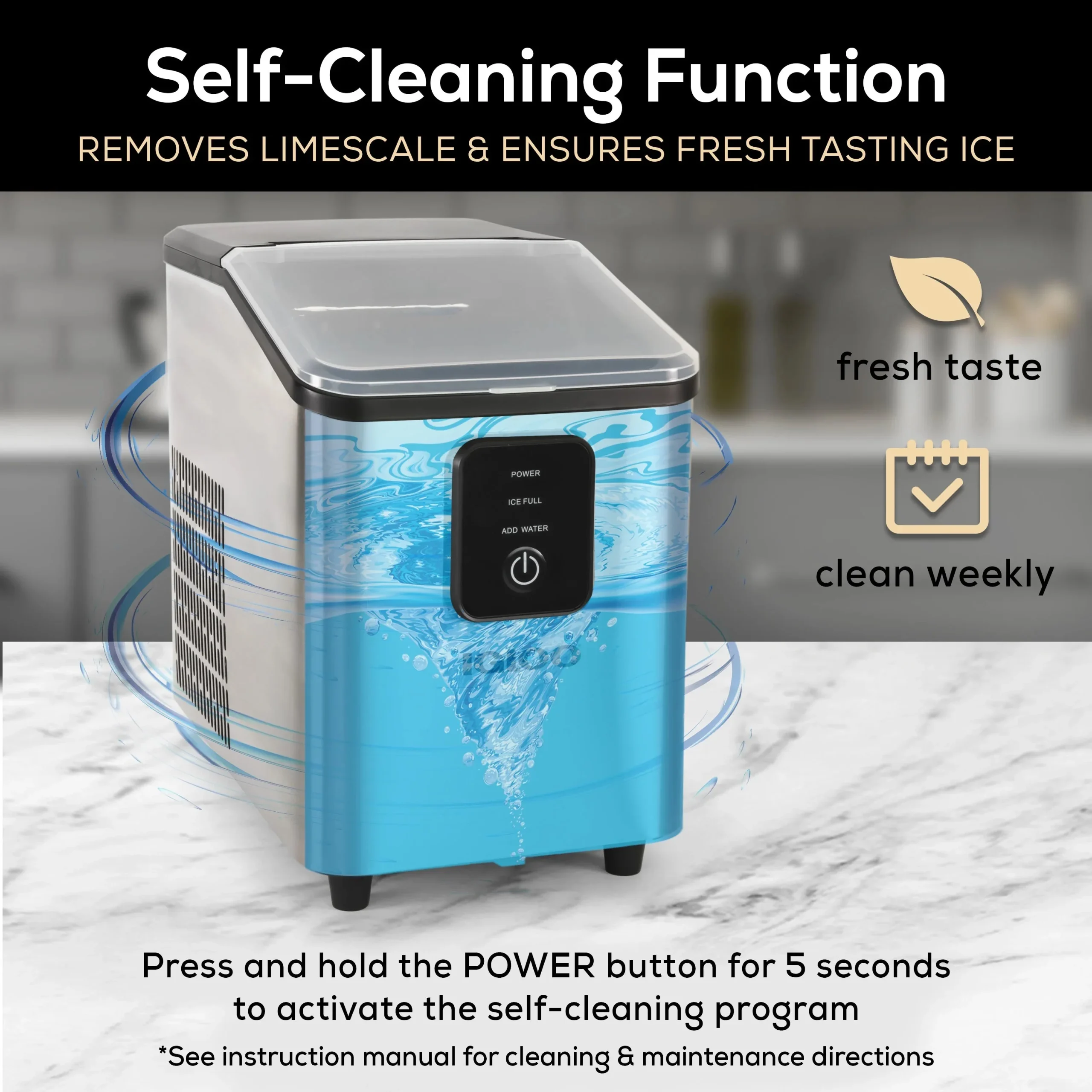 Igloo Self-Cleaning Countertop Ice Maker, 26 lbs. Per Day, 8 Pieces Every 7-8 Minutes, Aqua - Image 23