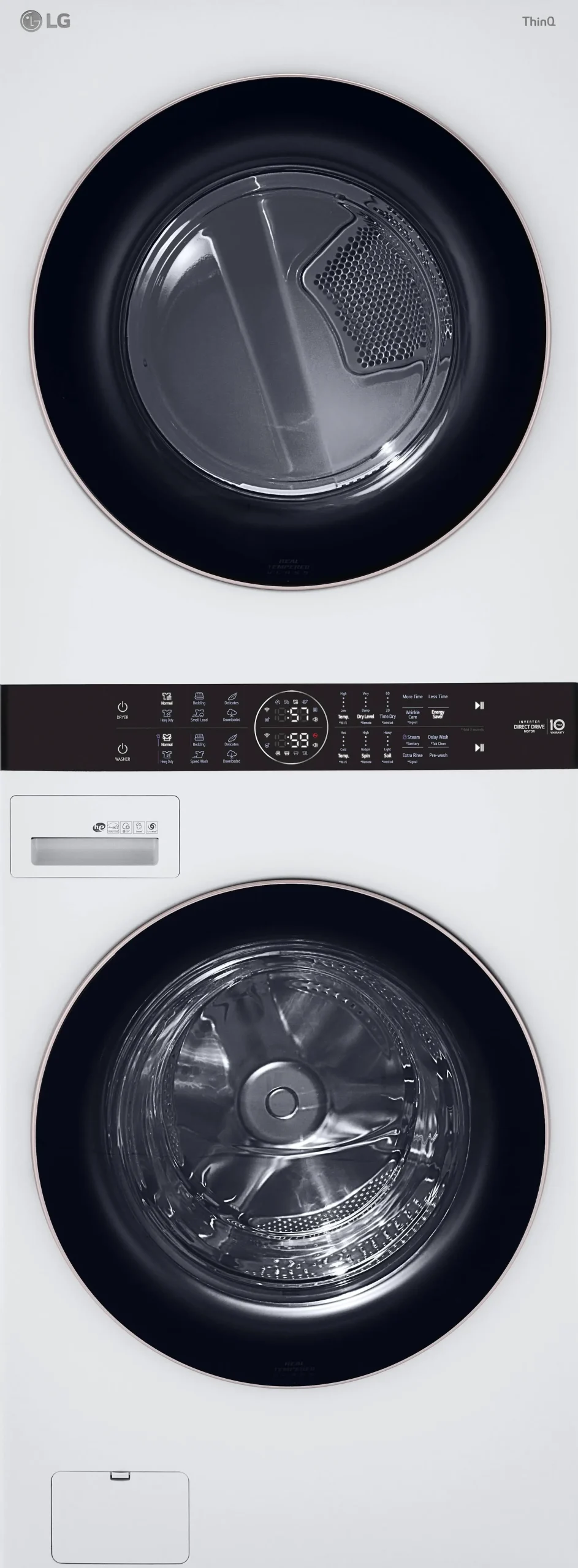 LG WashTower Center Control 4.5 Cu. Ft. Washer And 7.4 Cu. Ft. Electric Dryer - White