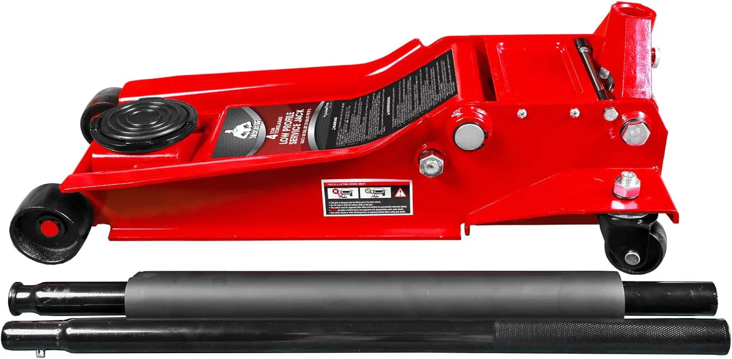 3 Ton Low Profile, Aluminum and Steel Racing Floor Jack with Dual Pistons Quick Lift Pump for Sport Utility Vehicle, Lifting Range 3-15/16" min to 18-5/16" max, Red - Image 8