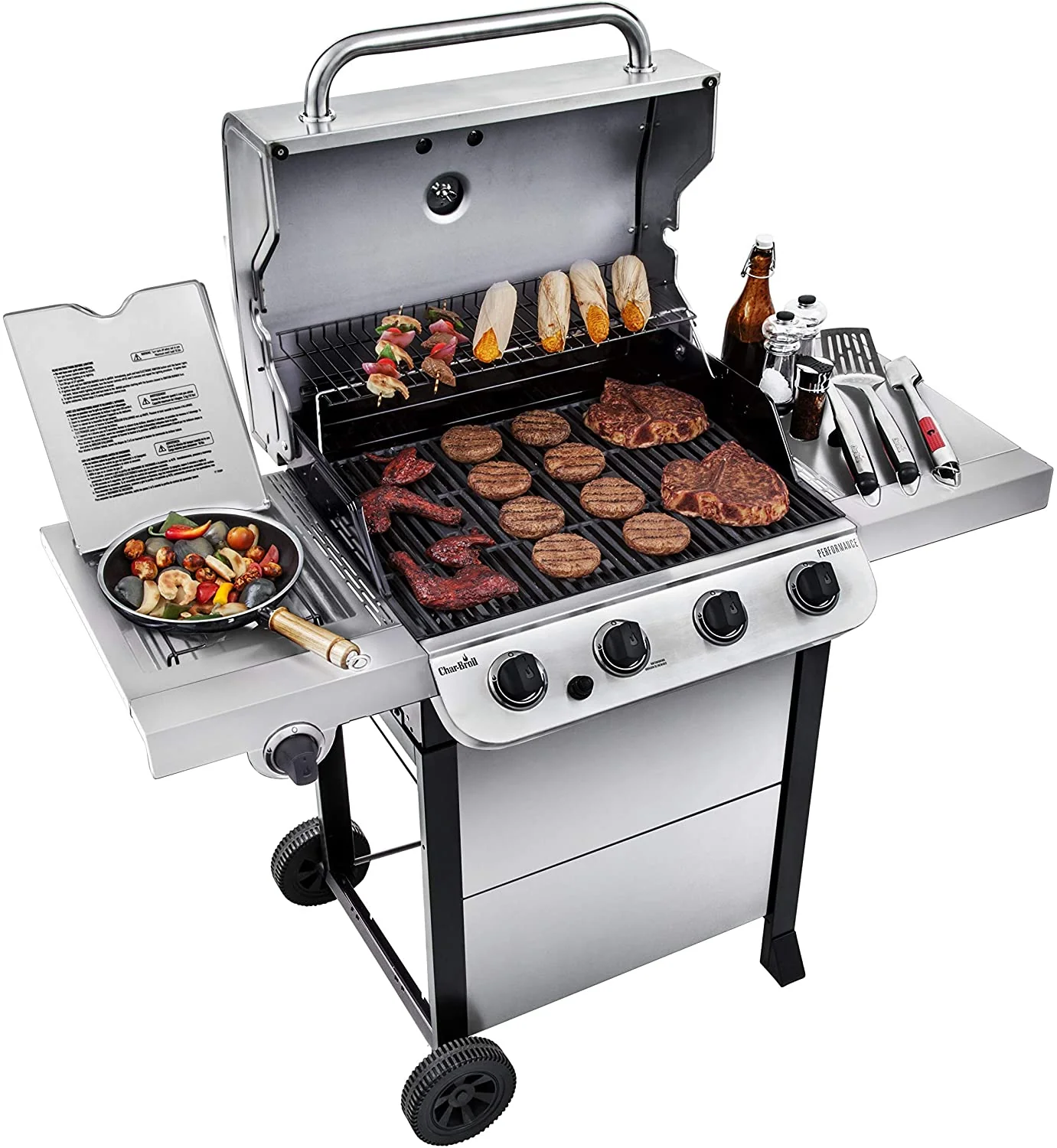 Char-Broil 463377319 Performance 4-Burner Cart Style Liquid Propane Gas Grill, Stainless Steel - Image 7