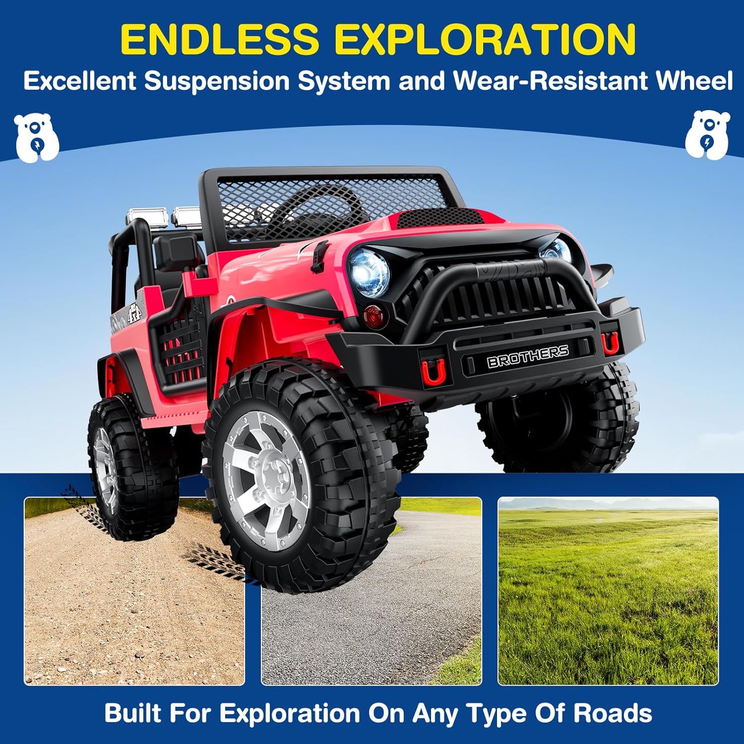 L8 Ride On Car 2 Seater 12V Kids Electric Car Remote Control 4-Wheel Suspension Bluetooth Speaker - Image 33