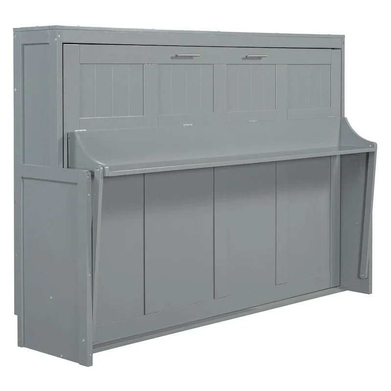 Queen/Full Size Murphy Bed with Hydraulic Lift and Integrated Desk Design - Image 7