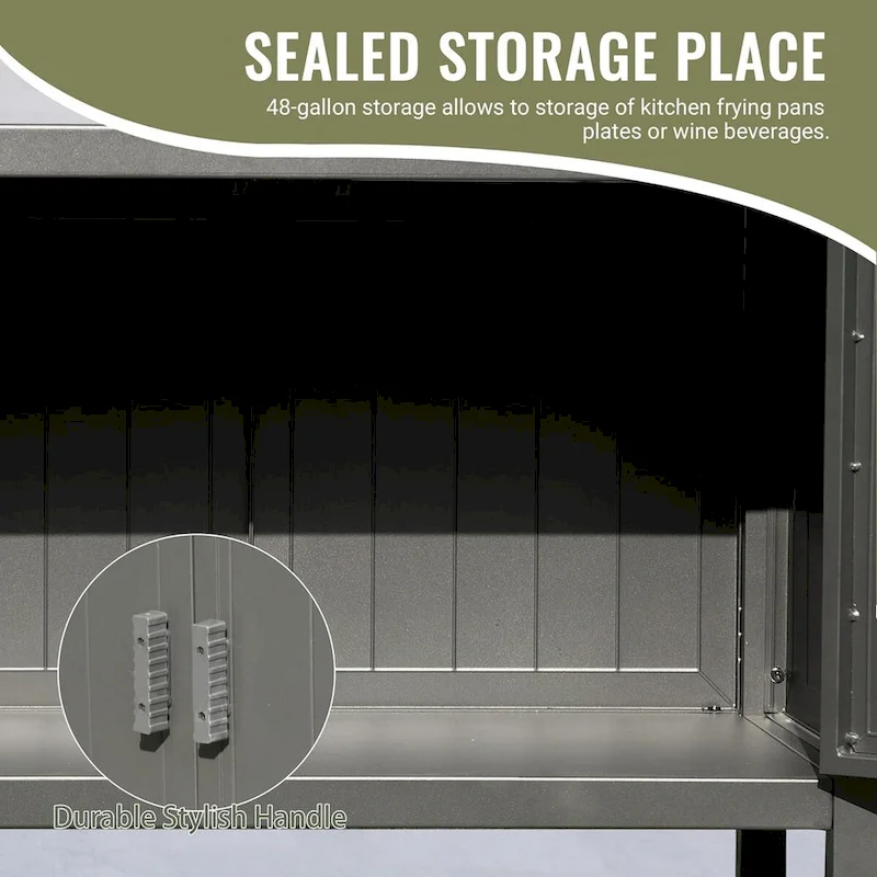 Freestanding Outdoor Kitchen Island with Storage and Prep Table - Grill Storage Cabinet - Image 5