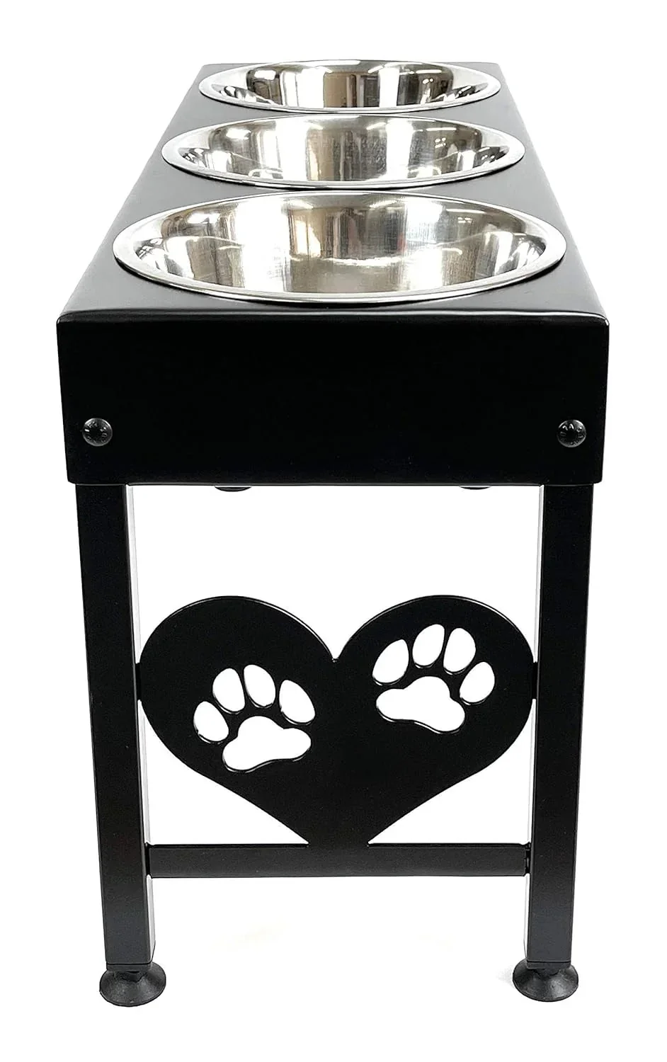 Elevated Triple Dog Feeding Station With 3-Quart Stainless Steel Bowls, 16 Inch Tall - Image 4