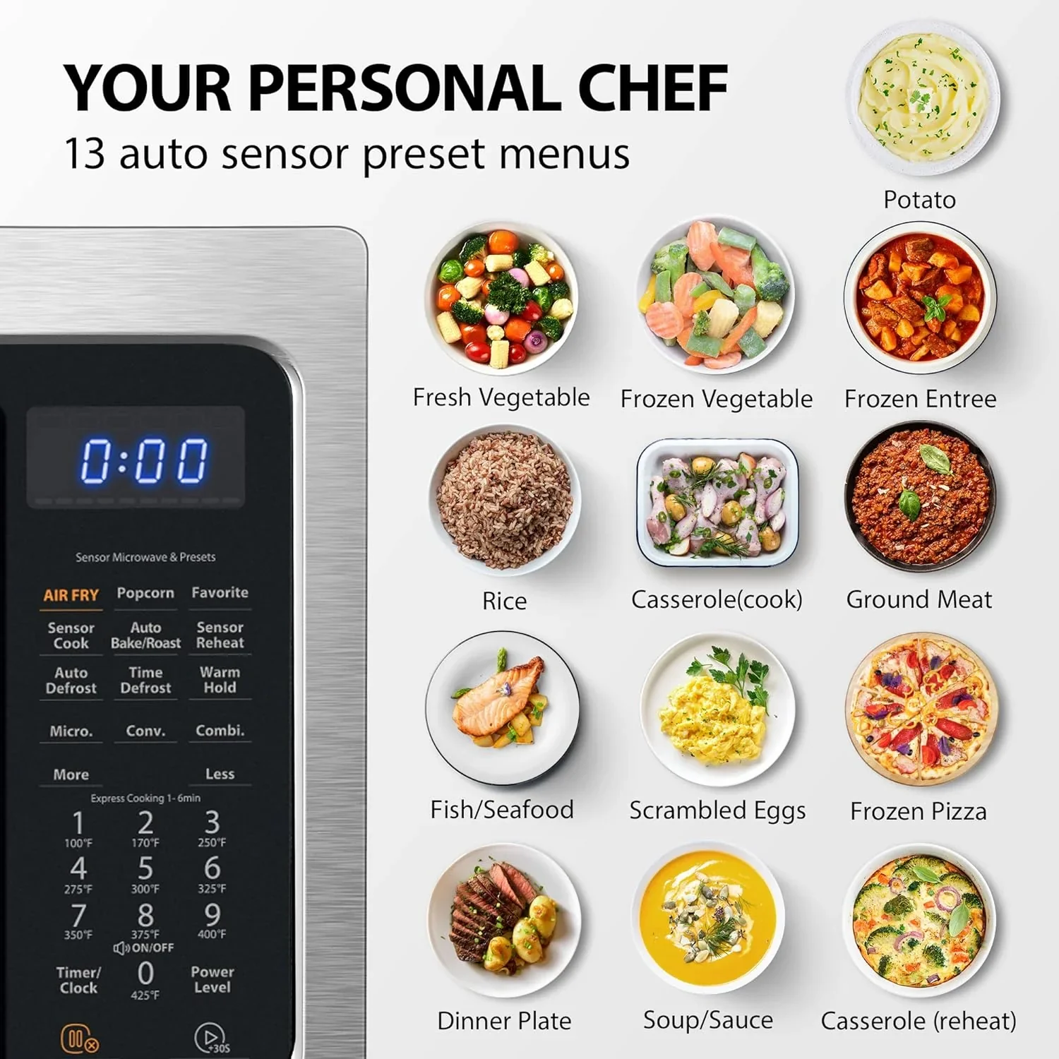 TOSHIBA 4-in-1 Countertop Microwave Oven, 1.5 Cu Ft, 1000W, Silver - ML-EC42P(SS) - Image 31