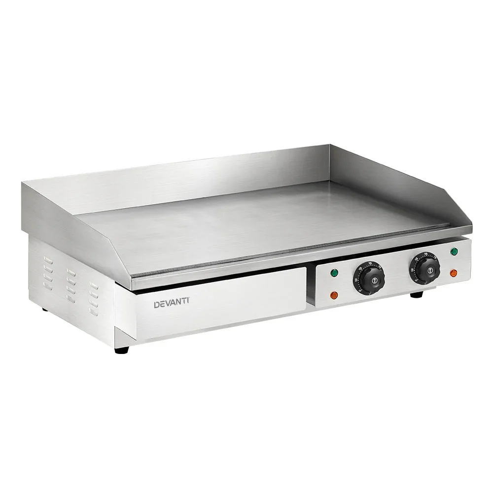 Devanti 73cm Commercial Electric Griddle BBQ Grill Plate 4400W Silver - Image 4