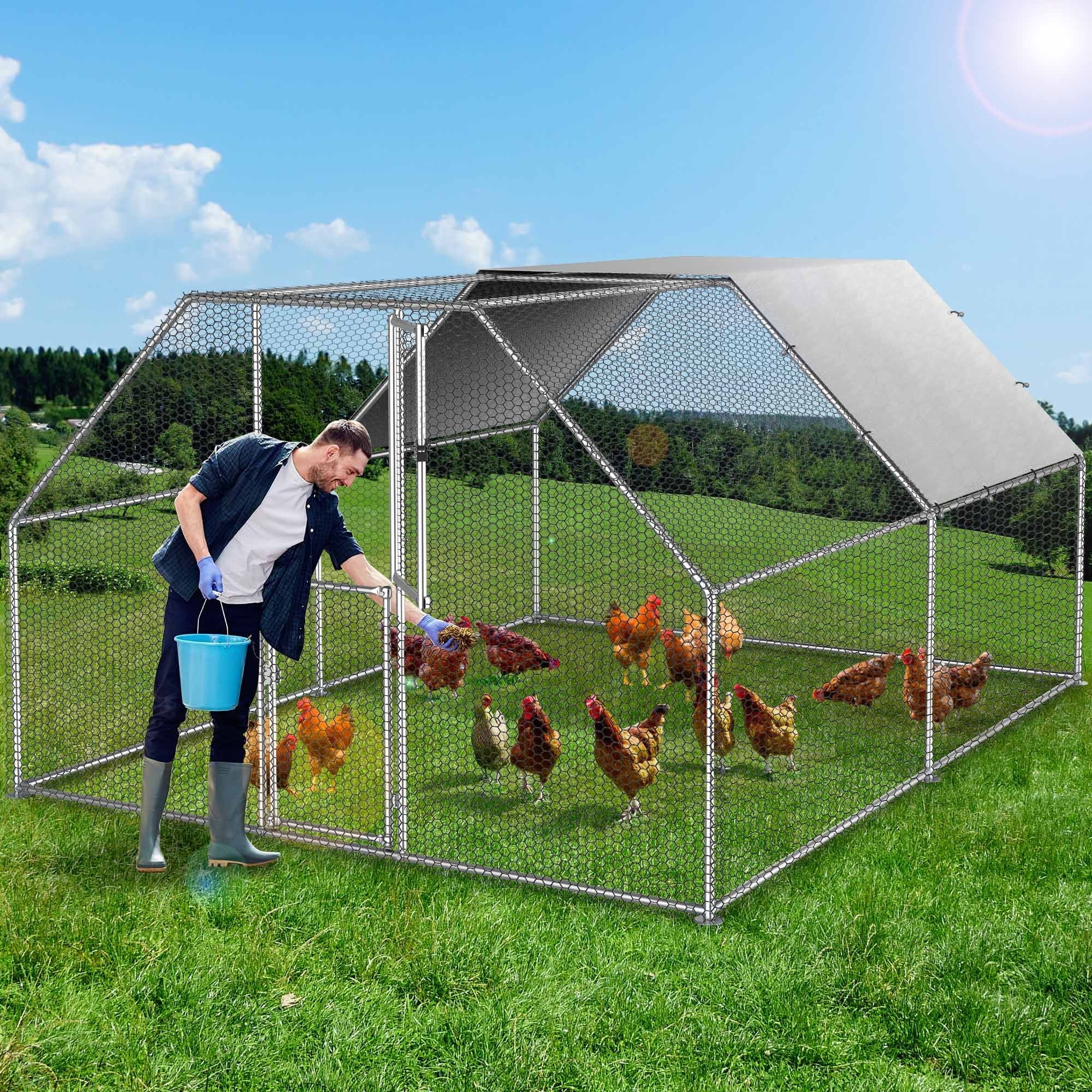 Dextrus Metal Chicken Coop With Waterproof Cover And Wire Mesh, 13.1 x 9.8 x 6.4 ft - Image 2