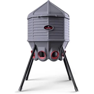 80lb Poultry Feeder, Adjustable Height, UV Stable, Weather Resistant, 8 Ports, Made In USA