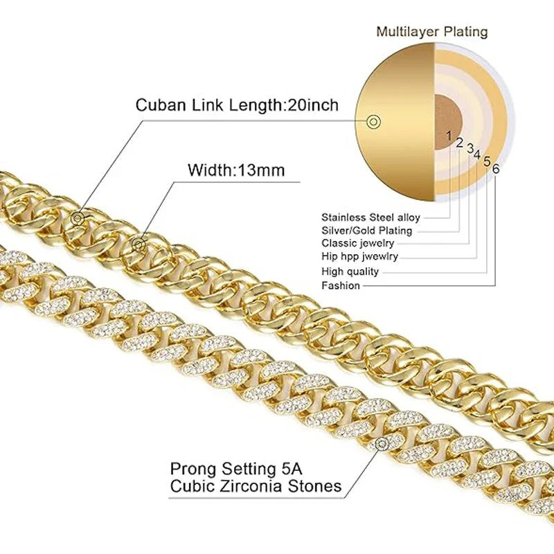 13mm Football Pendant Necklace With 20in Cuban Link Chain And CZ - Image 5