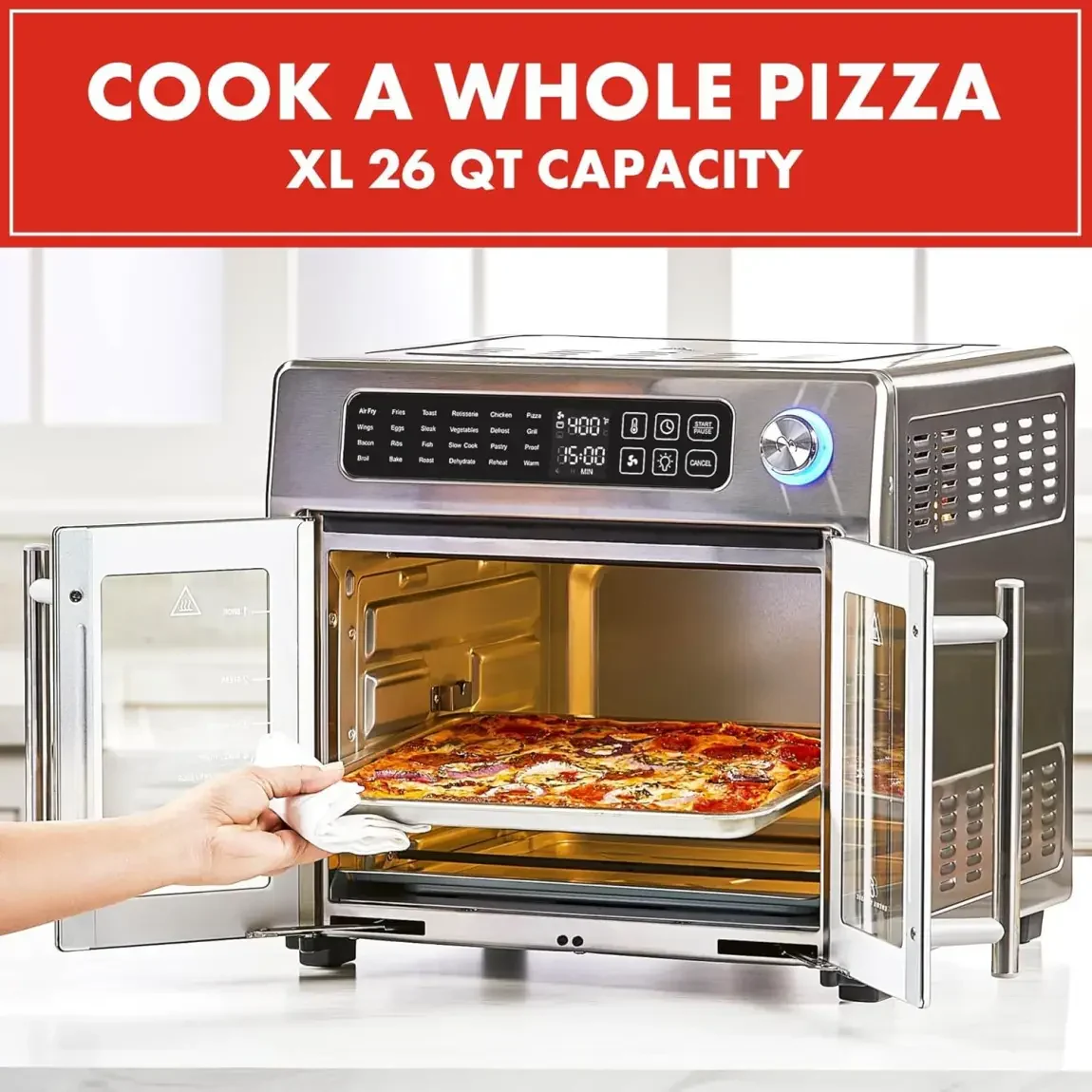 Emeril Lagasse 26 Quart Extra Large Air Fryer Convection Toaster Oven With French Doors - Stainless Steel - Image 8