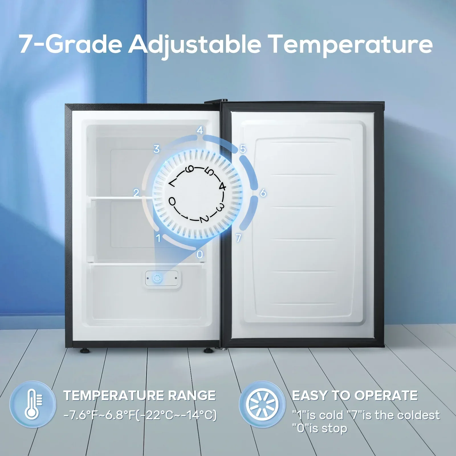 Auseo Countertop Mini Freezer, 3.0 Cu.ft, Silver - Image 5