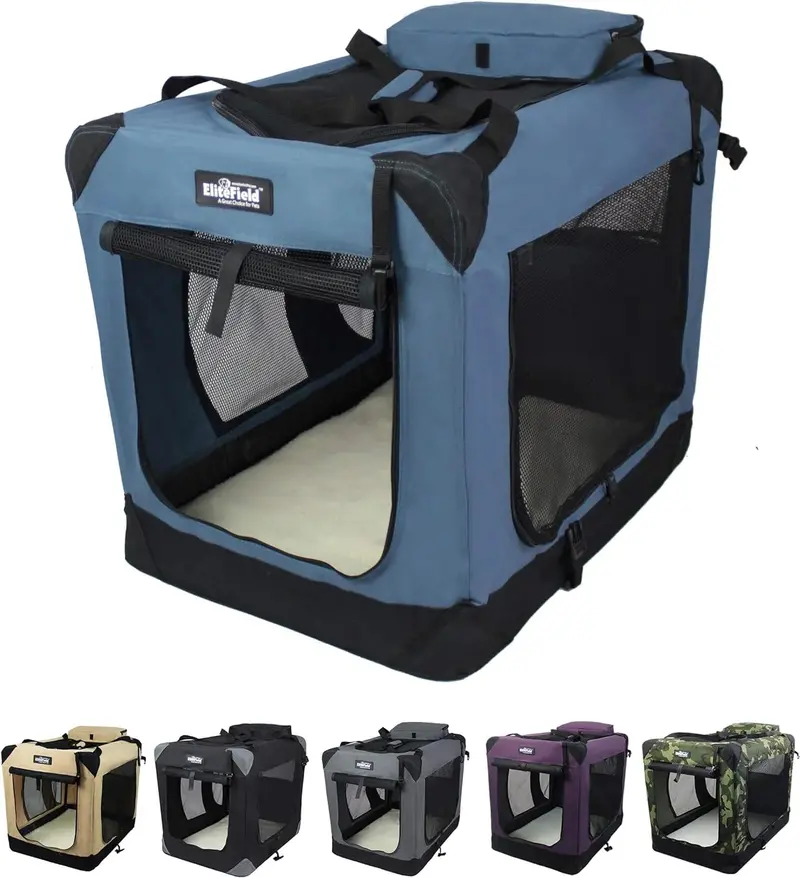 EliteField 3-Door Folding Soft Dog Crate With Carrying Bag - 36in L x 24in W x 28in H - Image 4