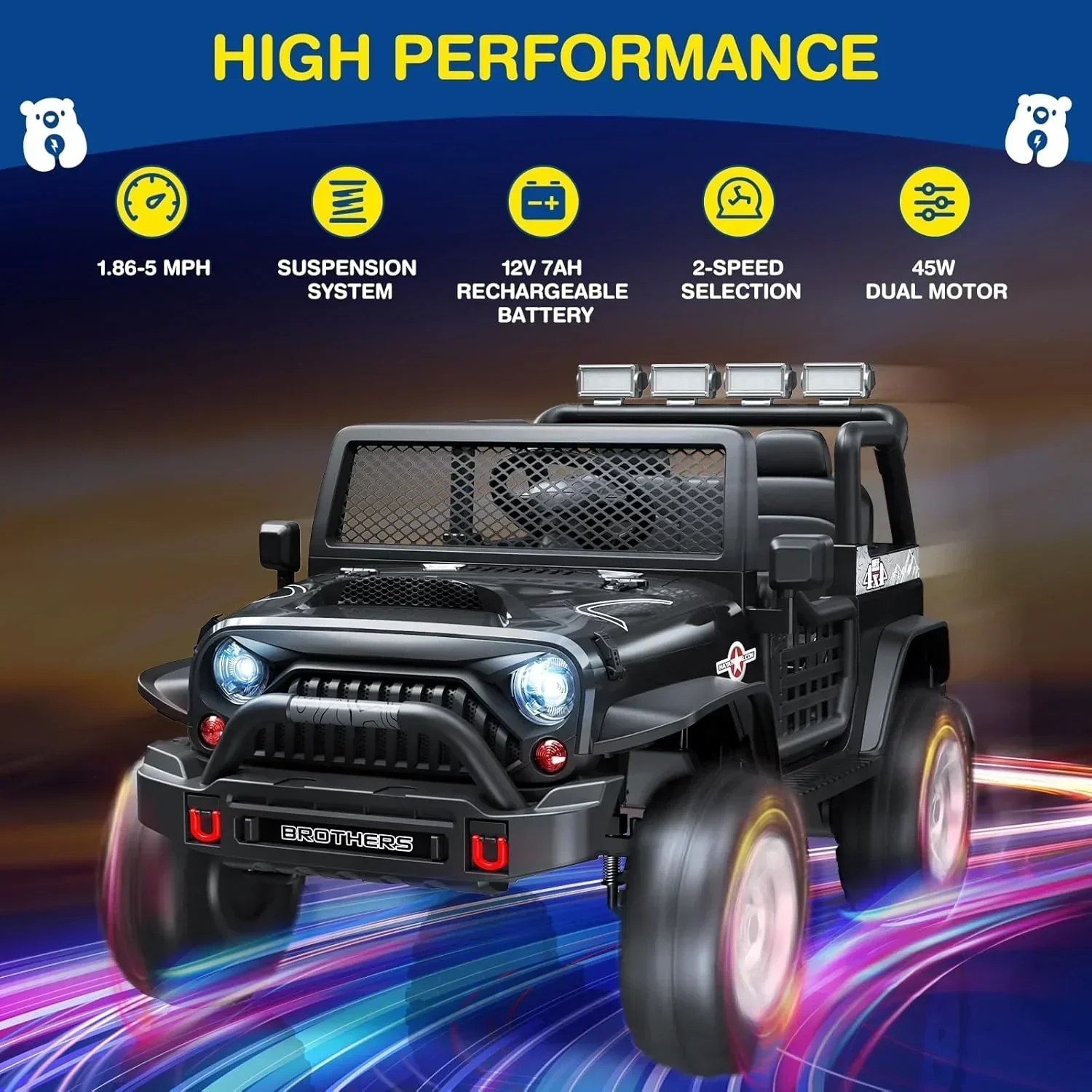 L8 Ride On Car 2 Seater 12V Kids Electric Car Remote Control 4-Wheel Suspension Bluetooth Speaker - Image 7