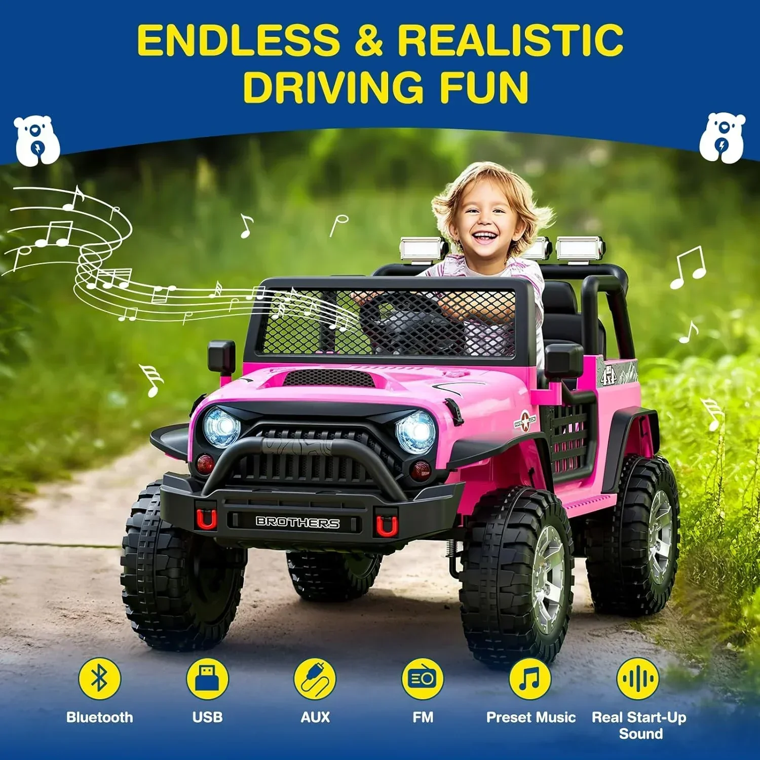 L8 Ride On Car 2 Seater 12V Kids Electric Car Remote Control 4-Wheel Suspension Bluetooth Speaker - Image 24