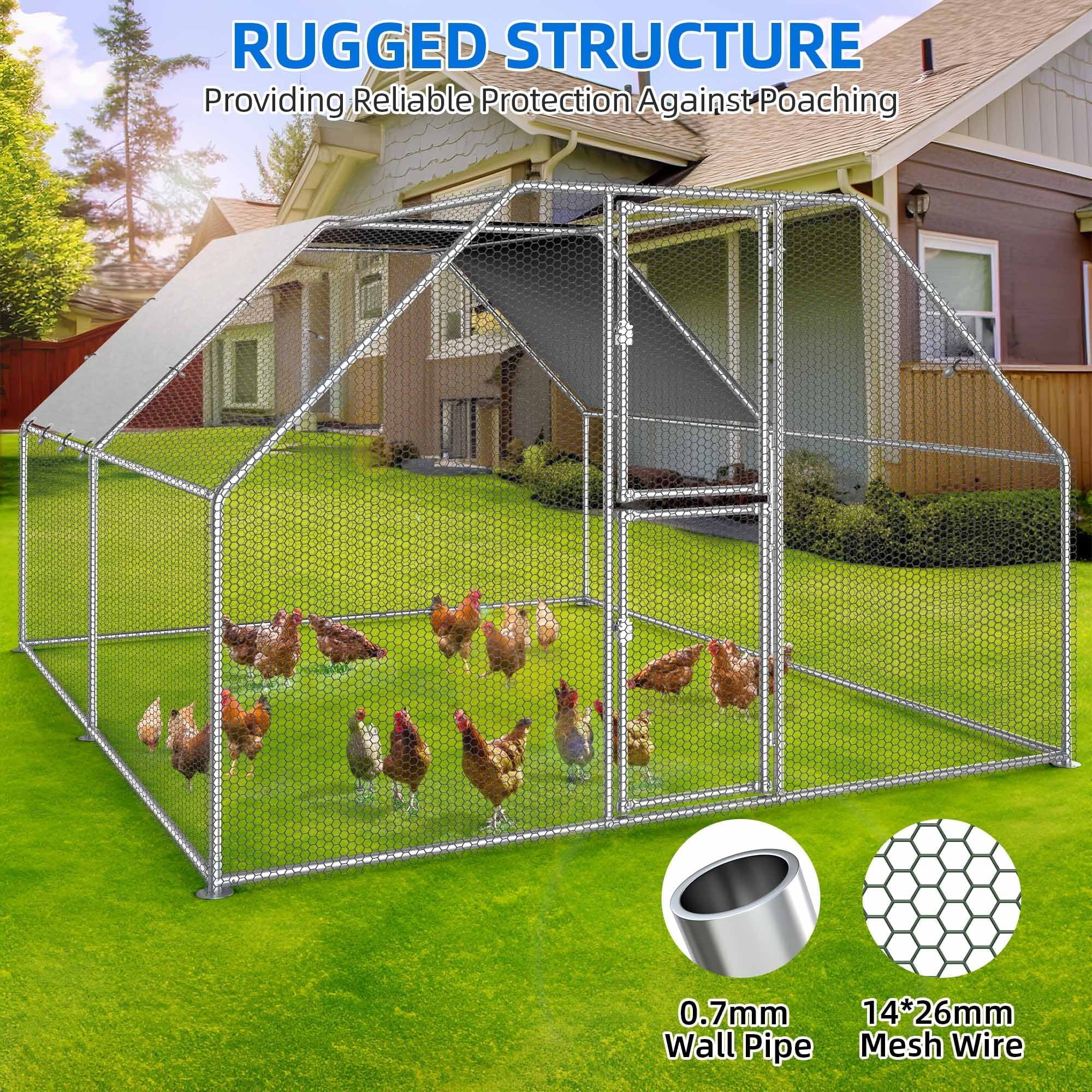 Dextrus Metal Chicken Coop With Waterproof Cover And Wire Mesh, 13.1 x 9.8 x 6.4 ft - Image 10