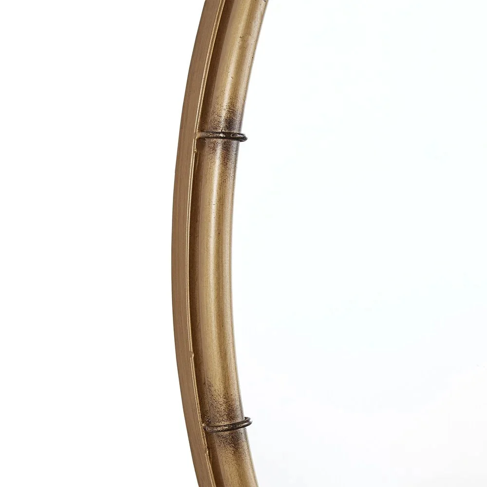 Round Wall Mirror With Antique Brass Finish And Decorative Ring Detail - 31.5in W x 1.5in D x 35in H - Image 6