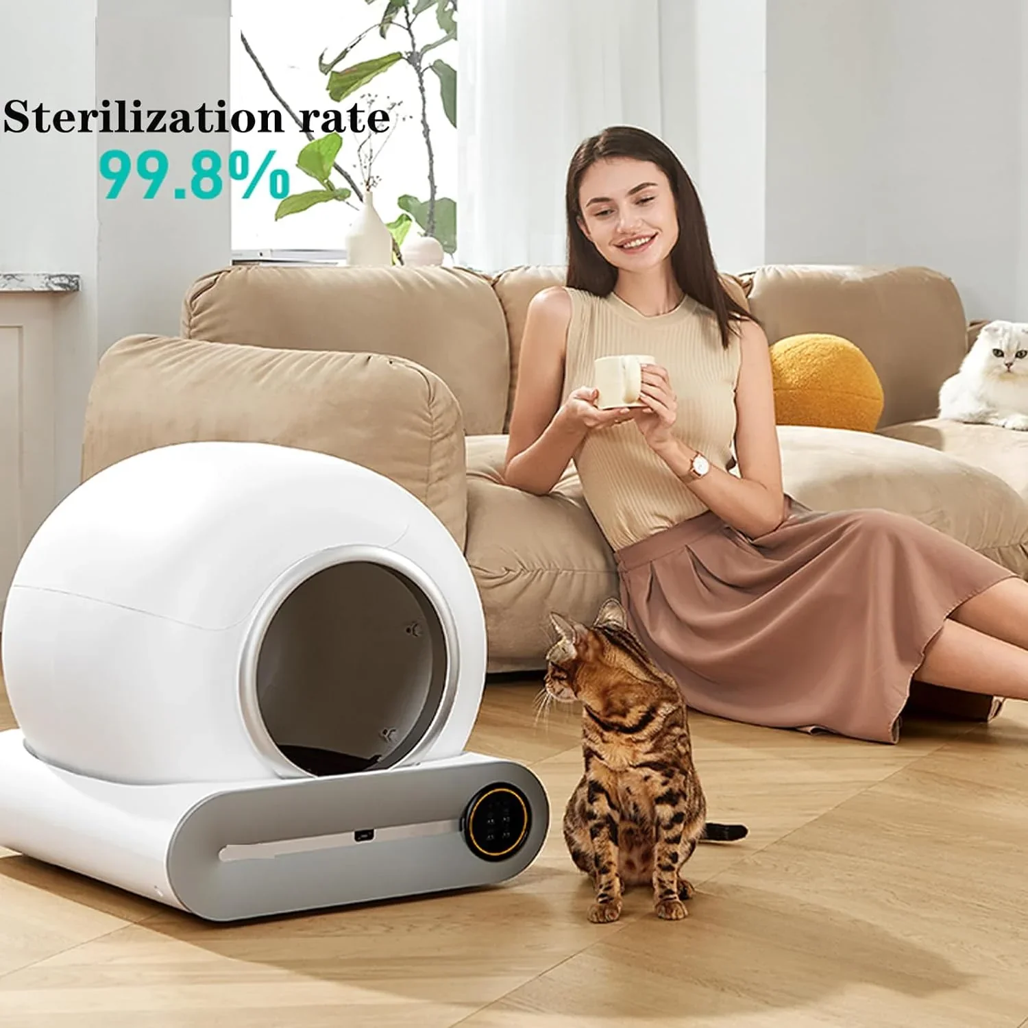 Automatic Cat Litter Box, White, 65L Capacity, 9L Collection Bin - TYSD-1 - Image 10