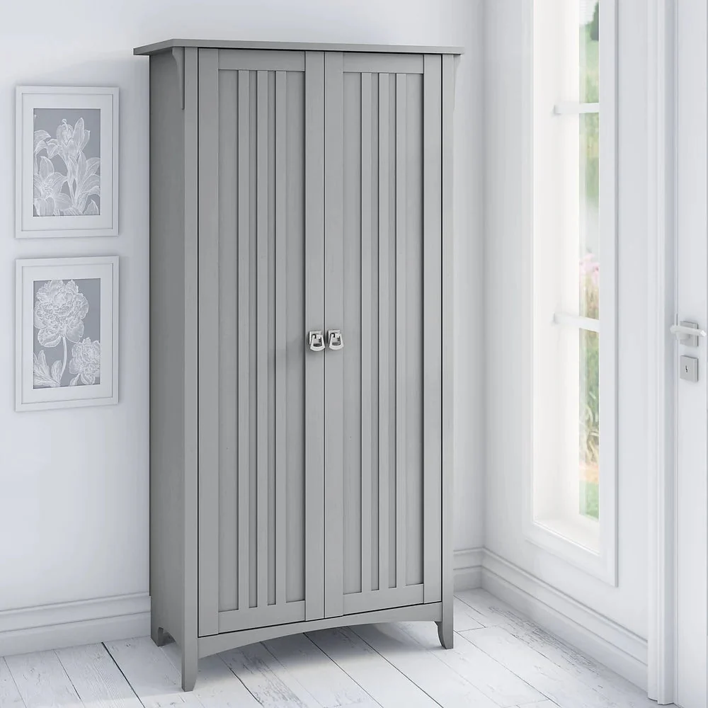 Tall Freestanding Storage Cabinet With Doors And 5 Shelves