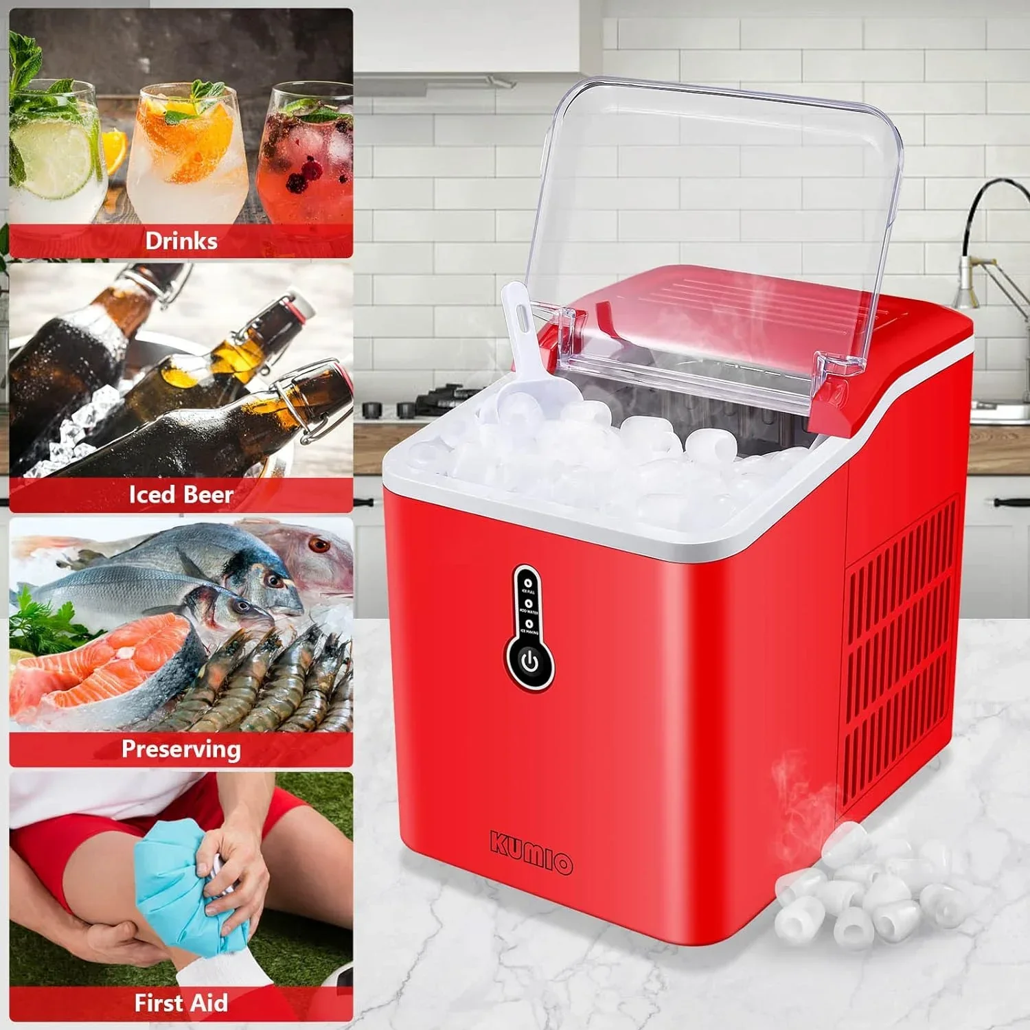 Countertop Bullet Ice Maker, 26.5 Lbs Per Day, Blue - Image 7