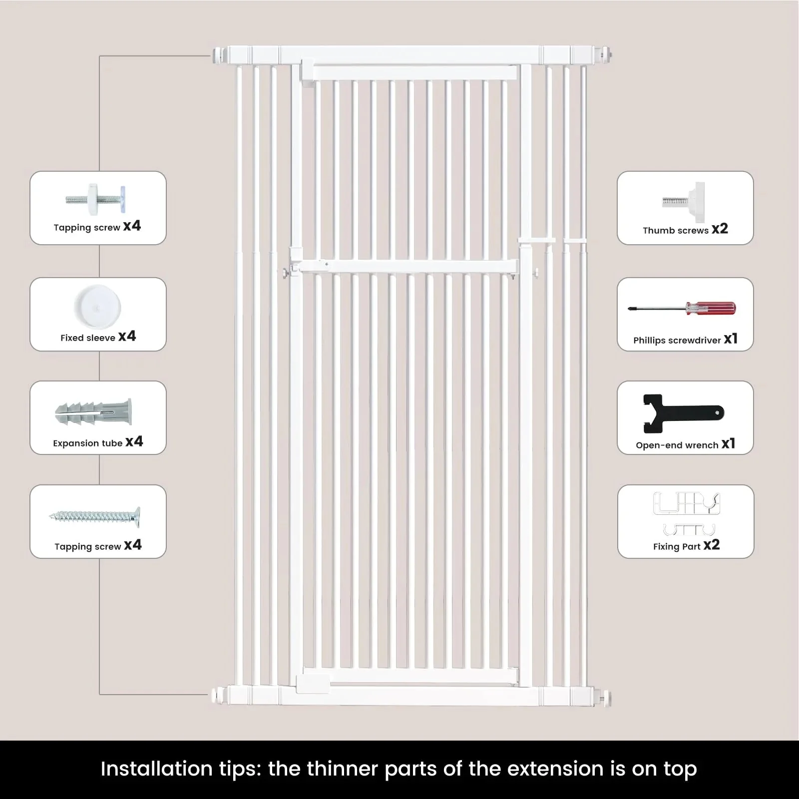 Extra Tall Cat Gate, 27.56-37 in Wide, 51-87 in Adjustable Height - Image 9