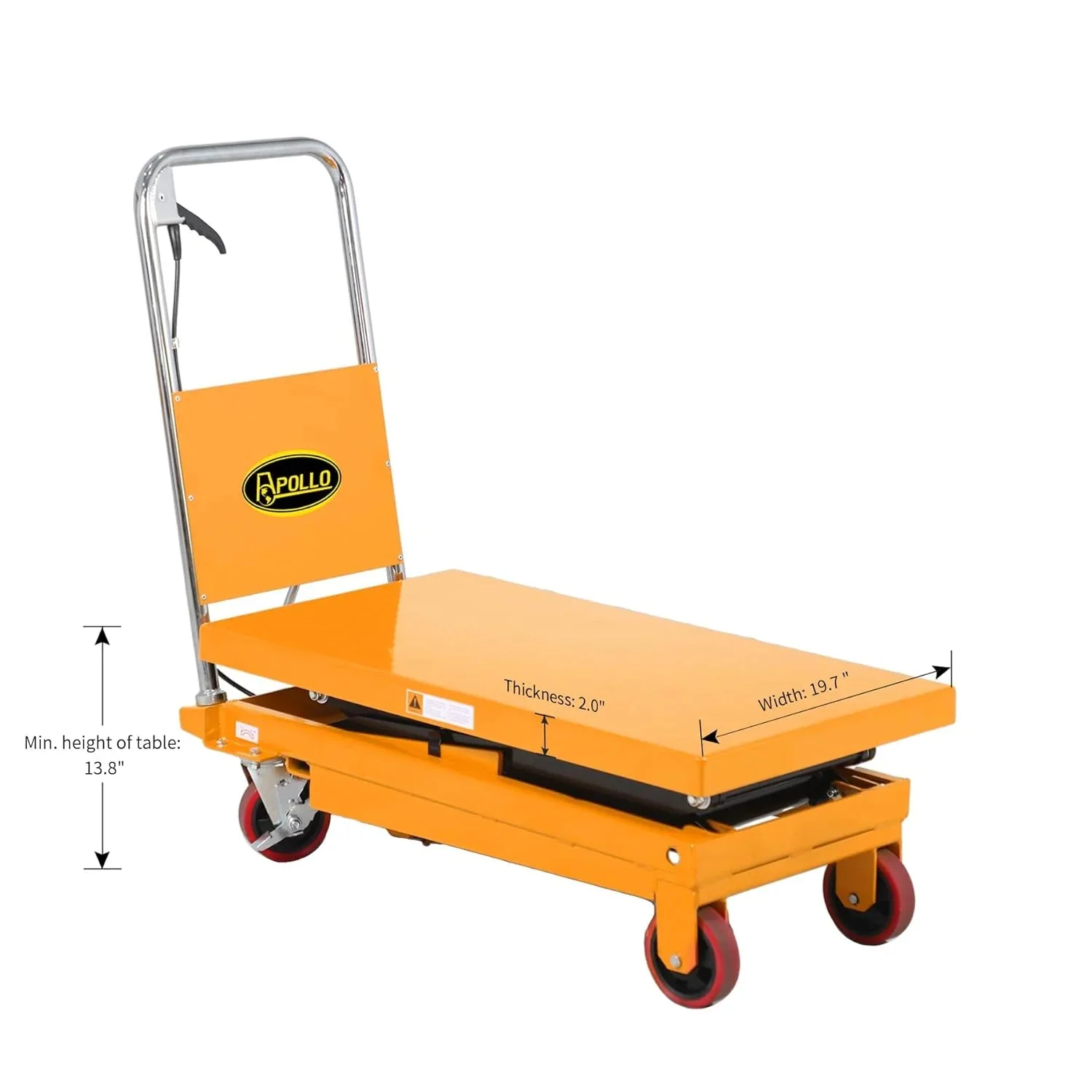 APOLLOLIFT Hydraulic Lift Table Cart – 770 lbs Capacity, 51" Max Height, Double Scissor Lift with Safety Guard & 4 Wheels - Image 5