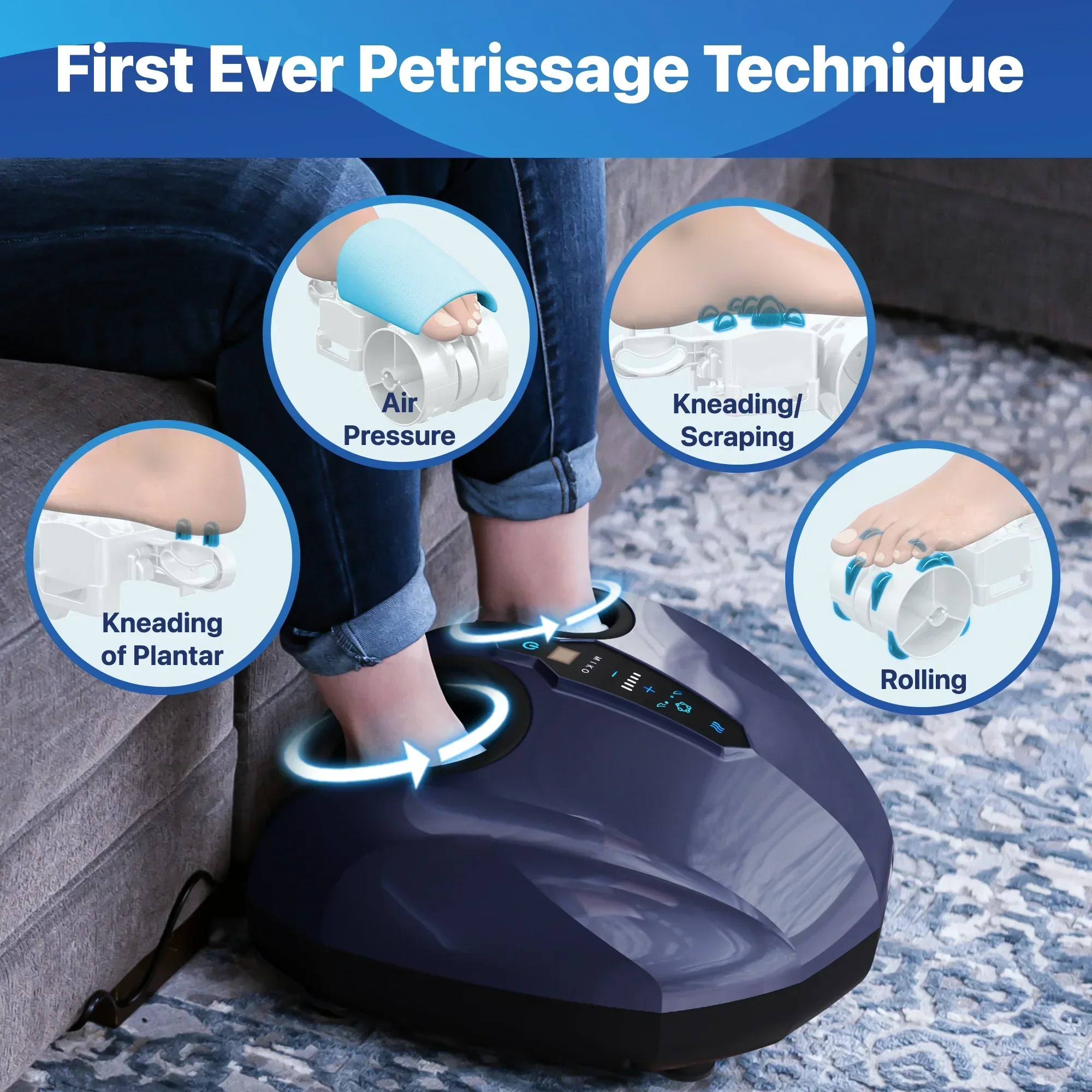 MIKO Shiatsu Foot Massager Machine With Heat, Touchscreen And 2 Wireless Remotes - Image 4